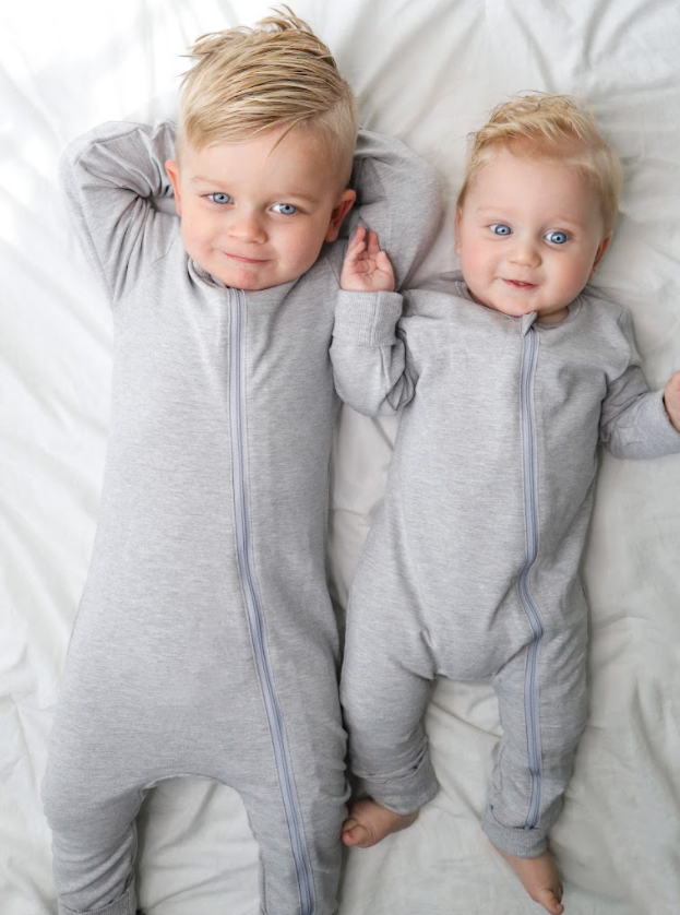 2-Way Zip Romper for Babies - Soft & Comfortable Grey Jumpsuit - Perfect for Playtime, Daycare & Outdoor Adventures