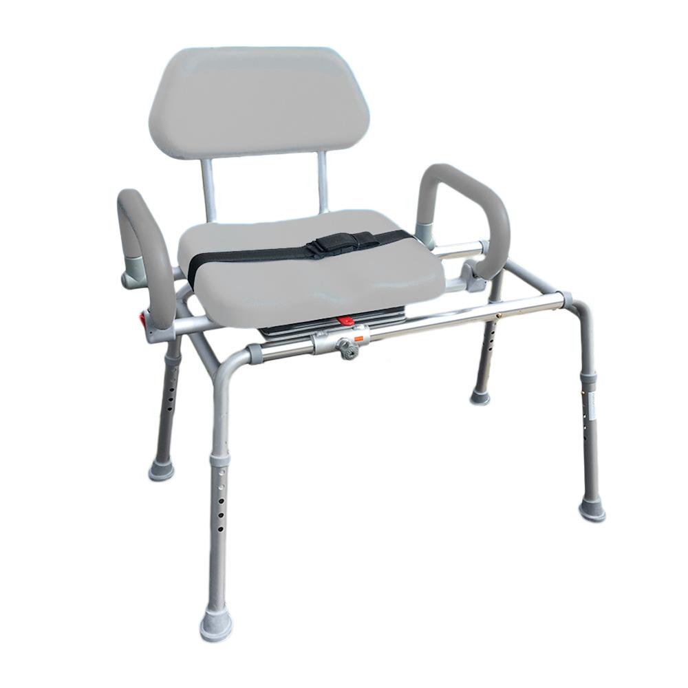 Swivel Seat Carousel Sliding Transfer Bench for Disabled & Elderly - Safe Bathroom Shower Chair with Adjustable Height - Ideal for Mobility Assistance & Home Care Use