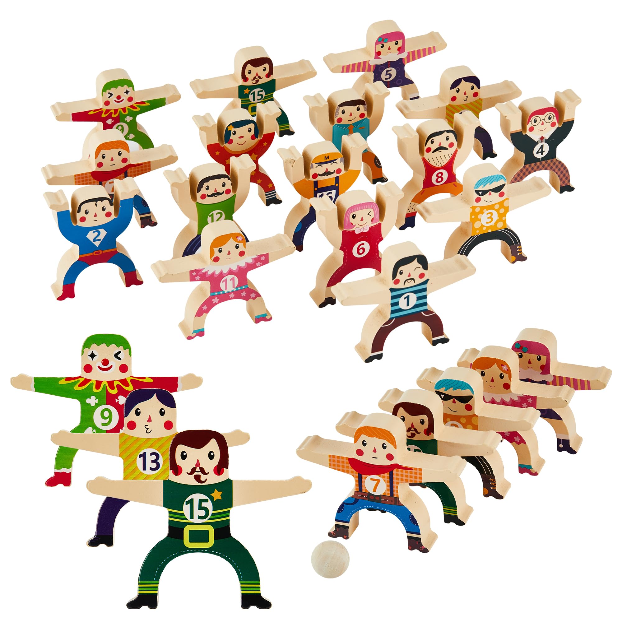 Wooden Stacking Toys 16Pcs - Balancing Building Blocks Game for Kids & Adults | Circus Hercules Acrobatic Interlocking Puzzle Toy | STEM Learning Gift for Toddlers Ages 3-6 | Perfect for Family Game Night & Classroom Activities