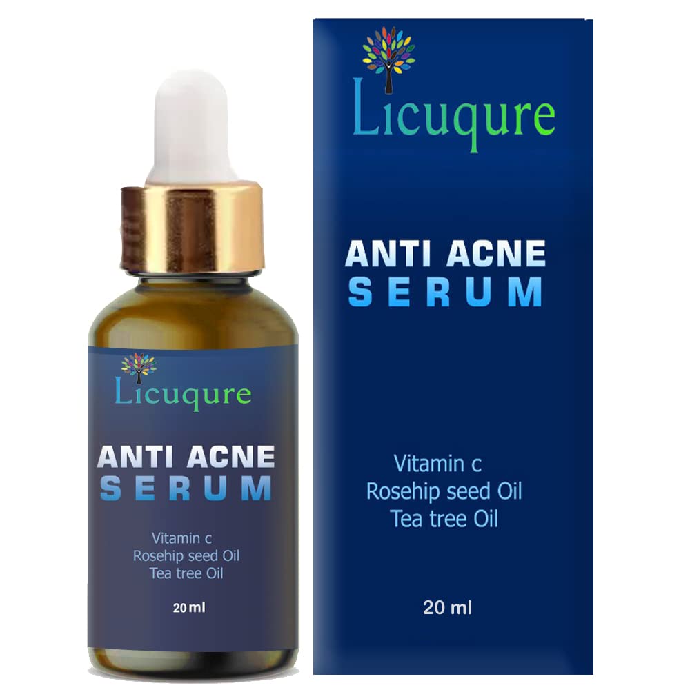 Licuqure Anti Acne Serum with Tea Tree Oil - Pimple & Blemish Treatment for Acne Scars & Dark Spots - Skin Soothing Collagen Serum for Clear, Healthy Complexion | Perfect for Daily Skincare Routine & Post-Breakout Recovery