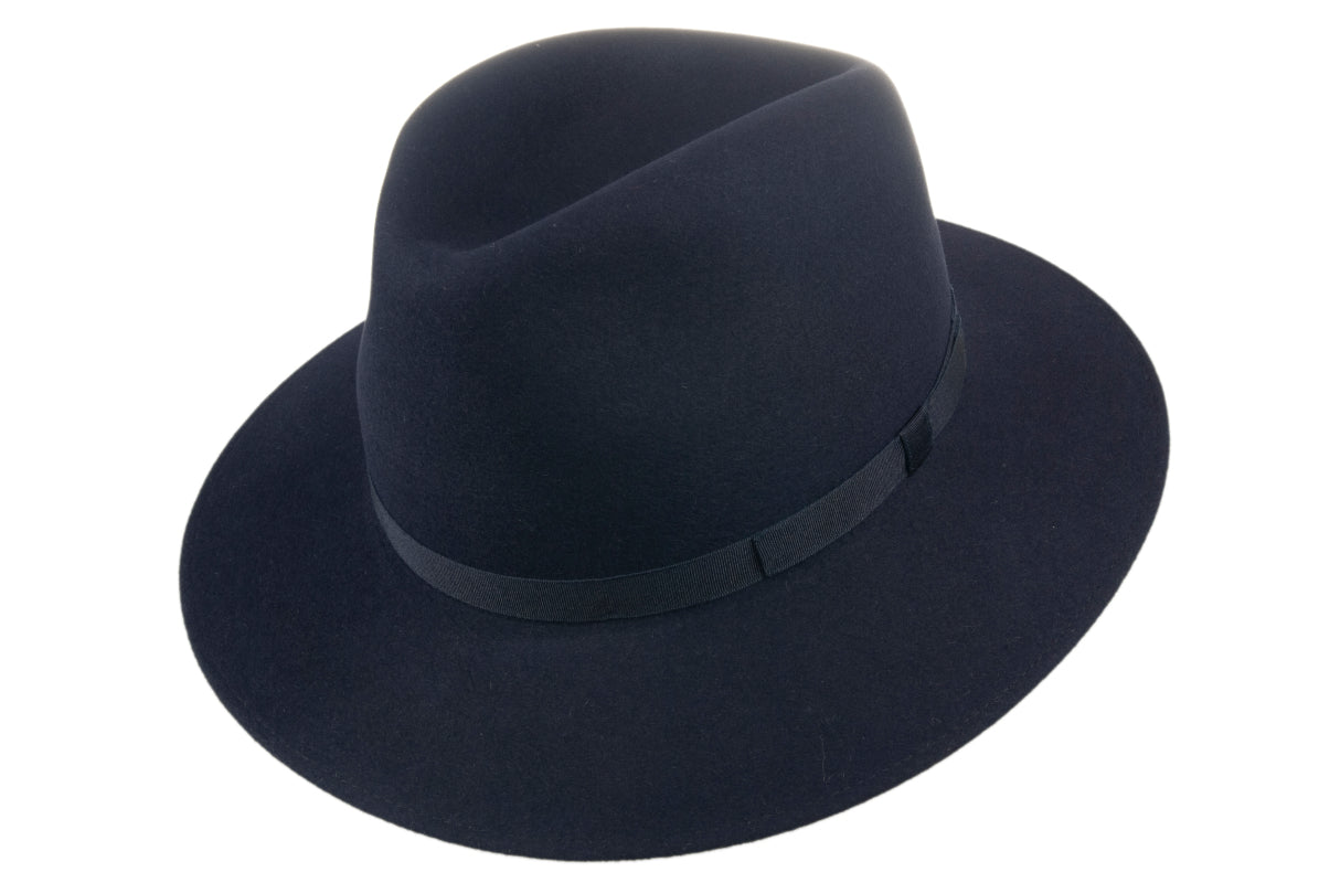 Rollable Rabbit Fur Navy Fedora Hat for Men & Women – Stylish Winter Fashion Accessory for Outdoor Events, Parties, and Travel