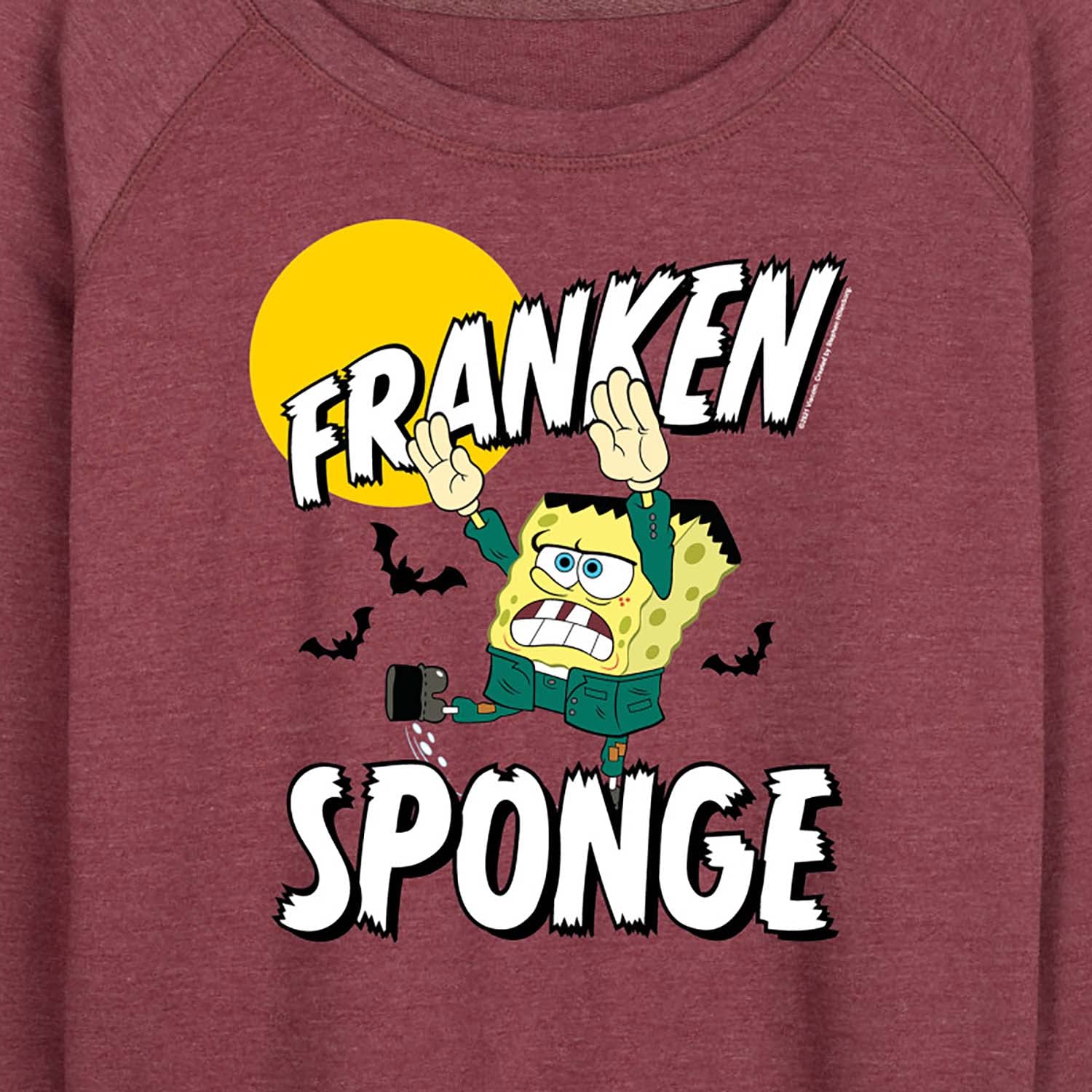 HYBRID APPAREL Women's SpongeBob SquarePants Franken Sponge Lightweight French Terry Pullover Hoodie - Casual Lounge Wear for Women, Perfect for Home Relaxation & Cartoon Fan Gifts
