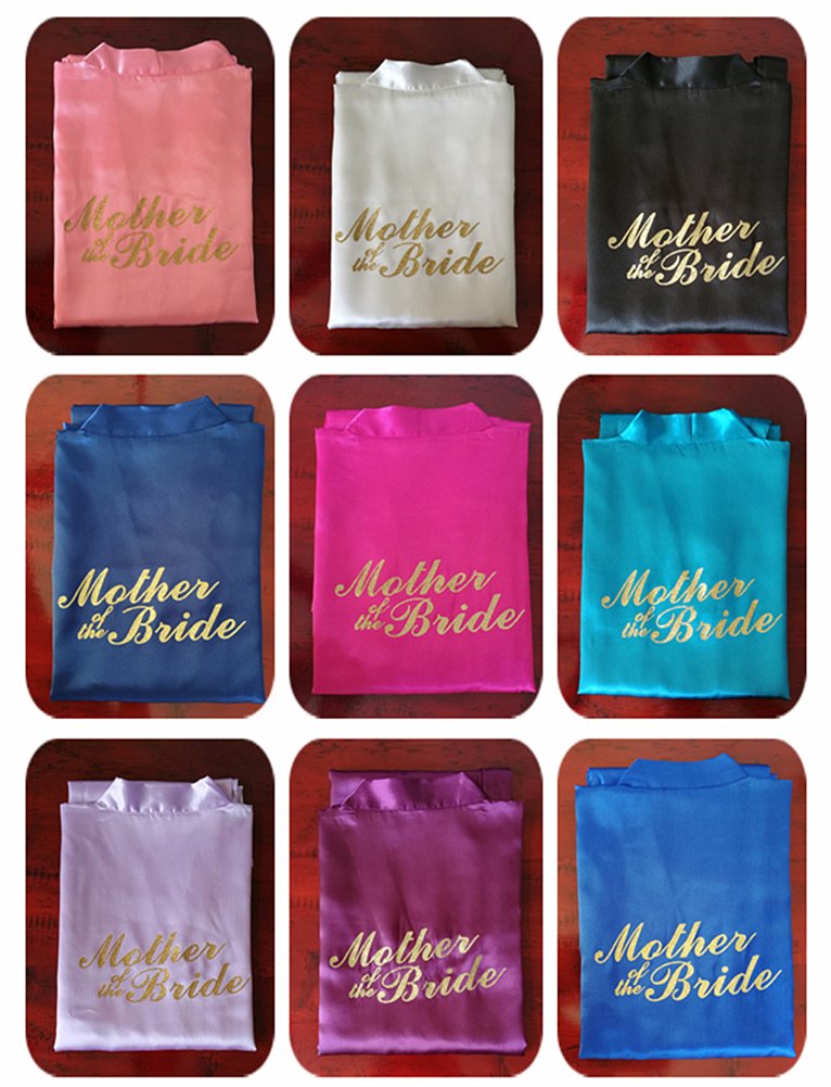 Bridesmaid Satin Kimono Robe - Gold Glitter for Wedding Party & Getting Ready