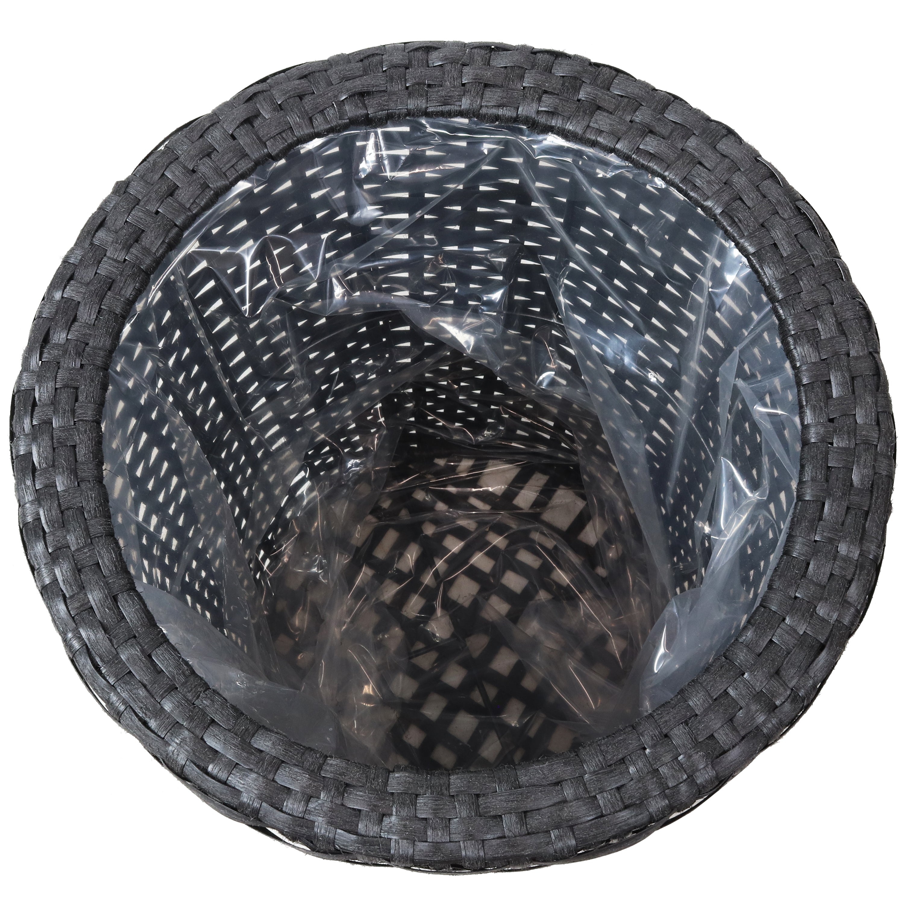 Sunnydaze Round Polyrattan Indoor Planters Set - 1 Large & 1 Small Modern Decorative Flower Pots for Home, Office, Living Room, Balcony Decor - Perfect for Succulents, Herbs & Houseplants