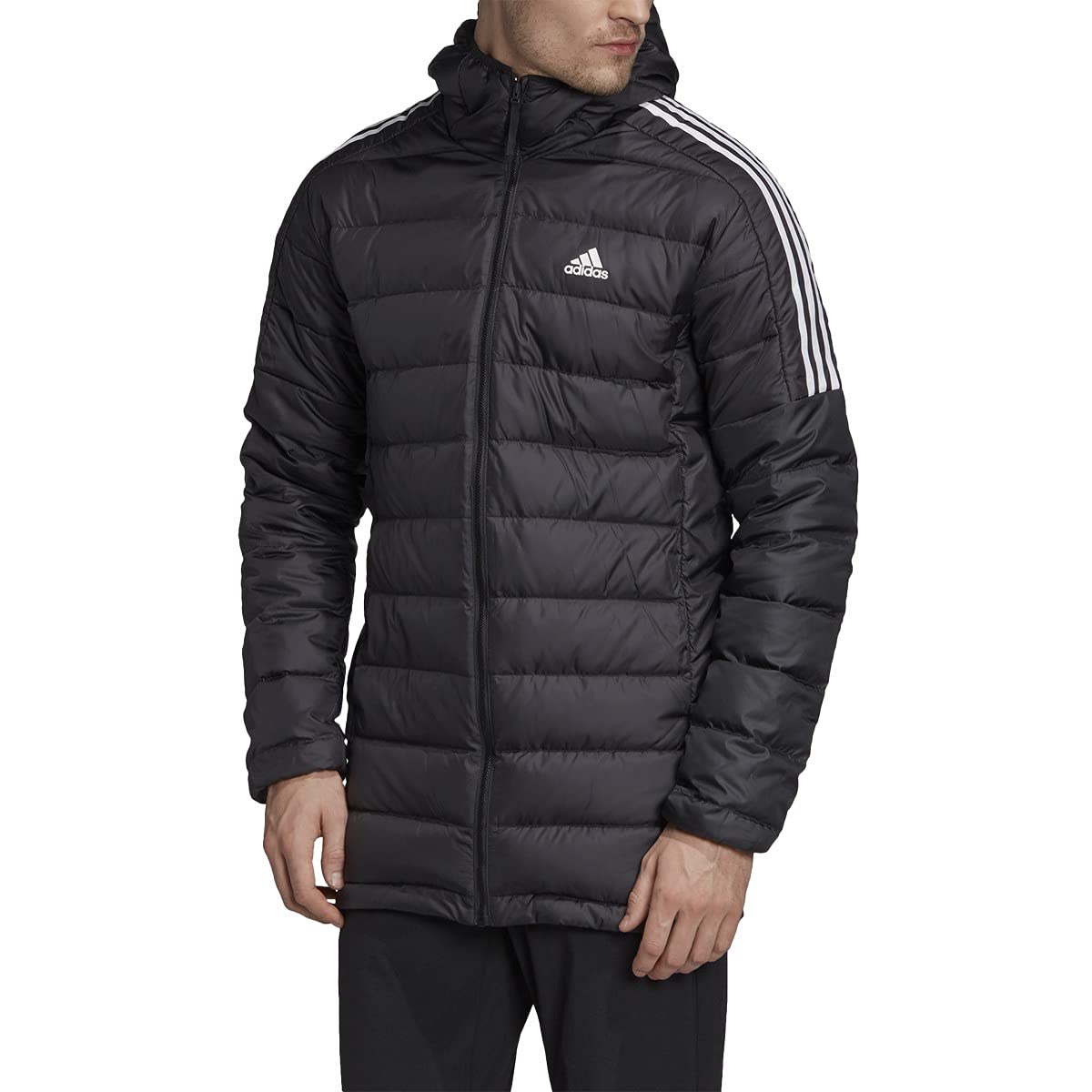 adidas Men's Essentials Down Parka - Lightweight Winter Jacket with Hood, Water-Resistant, Warm Puffer Coat for Outdoor Activities, Hiking & Daily Wear