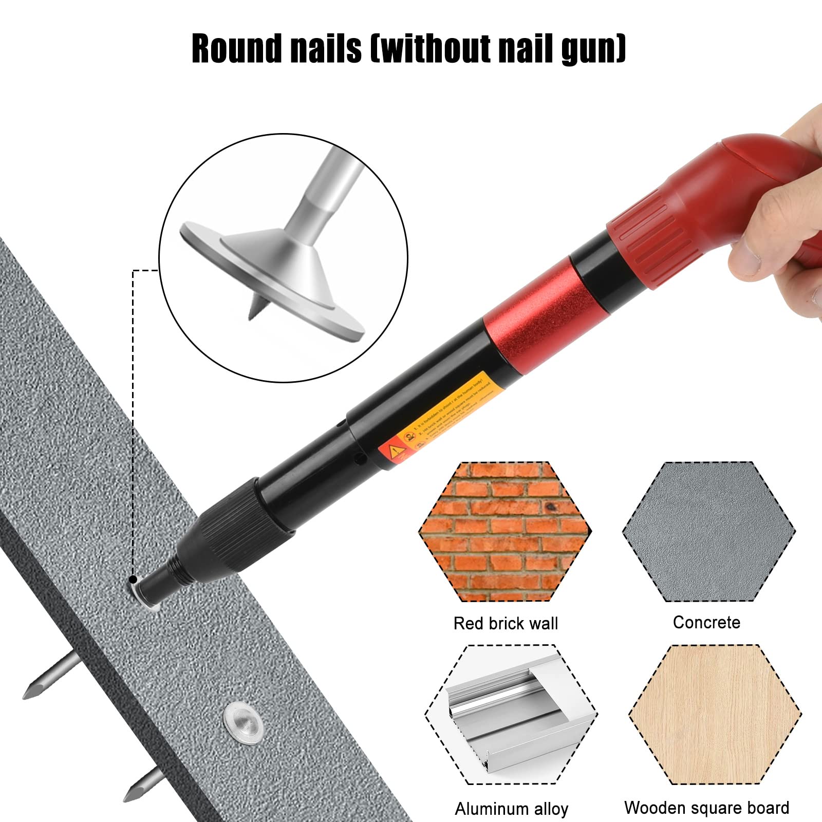 200pcs Steel Round Nails for Manual Nail Gun - Concrete Wall Fastening Tool for Ceiling Cable Ducts & Home DIY Repairs | Durable Construction Nails for Woodworking & Renovation Projects