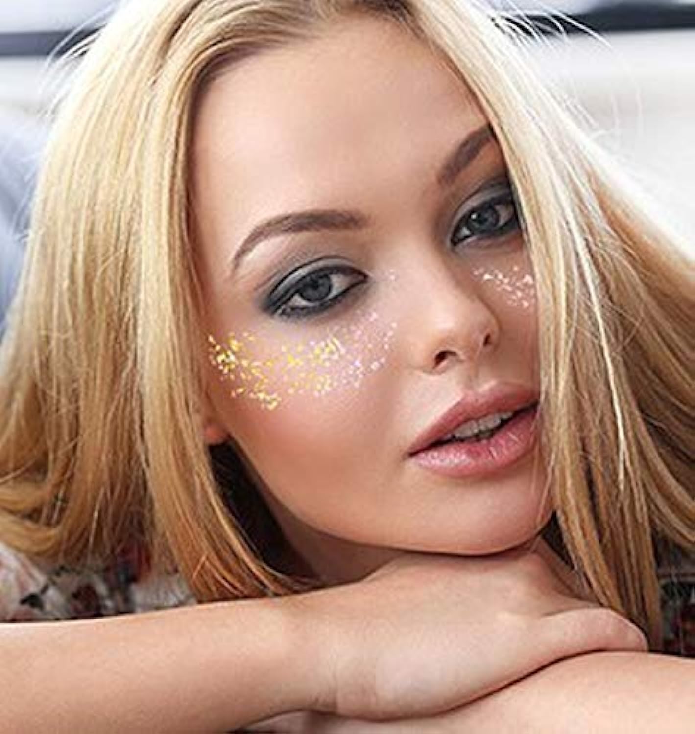 American Made Temporary Freckle Tattoos - Gold & Purple Dots Set of 4 (6.75