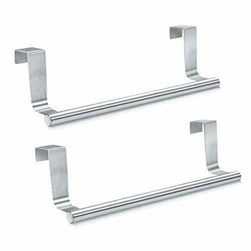 2-Pack Stainless Steel Over Door Towel Rack Holder - Space Saving Bathroom & Kitchen Organizer for Towels, Robes & Utensils - Perfect for Small Spaces, Apartments & RVs