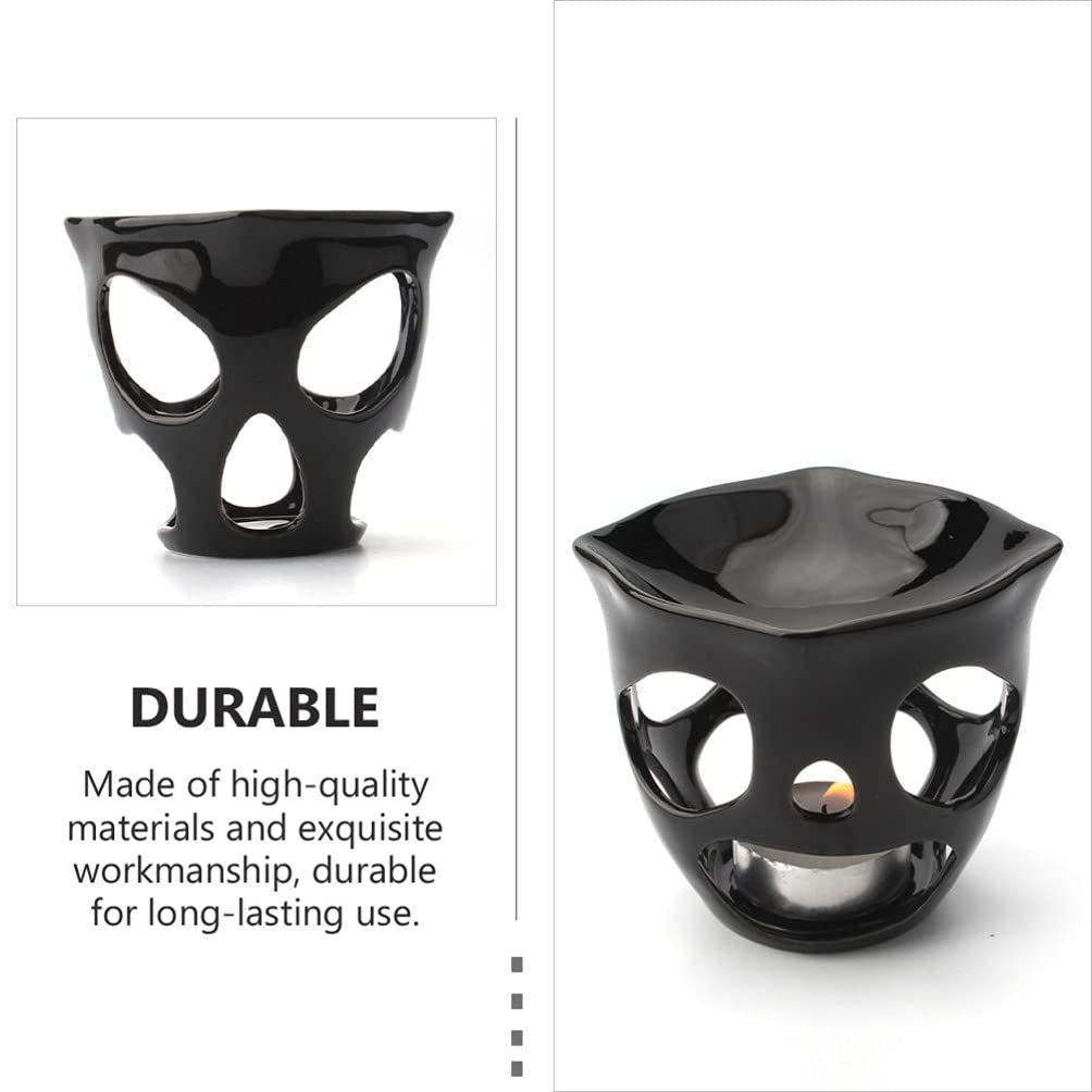 Beaupretty Ceramic Skull Oil Lamps - Essential Oil Burner & Wax Warmer with Tea Light Holder for Home Decor - Perfect for Living Room, Bedroom, Balcony and Patio Ambiance