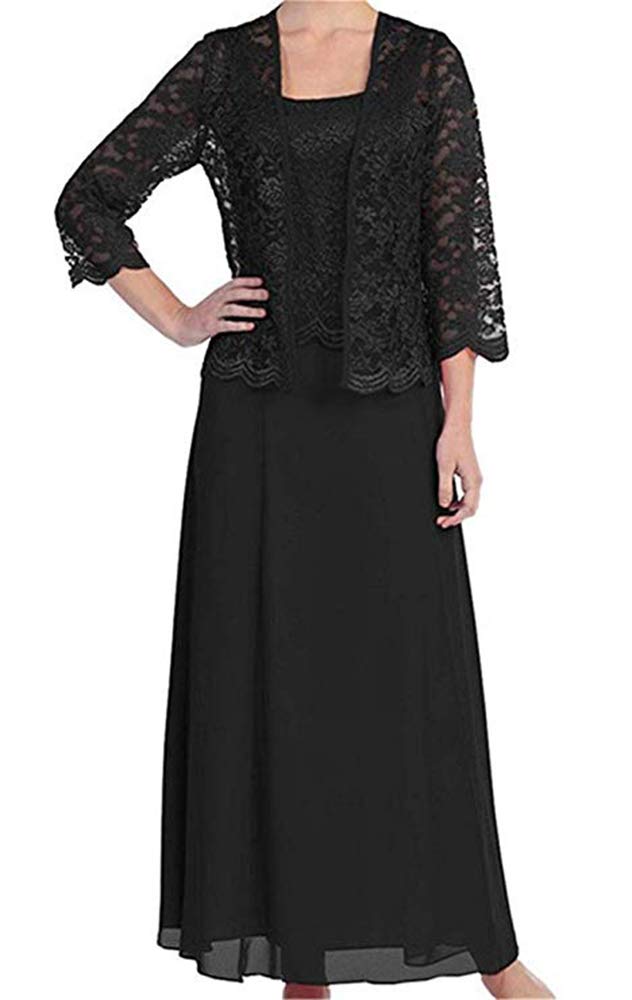Elegant Lace Mother of the Bride Dress with Jacket - 3/4 Sleeve Chiffon Formal Evening Gown for Women | Wedding Guest, Cocktail Party, Special Occasion