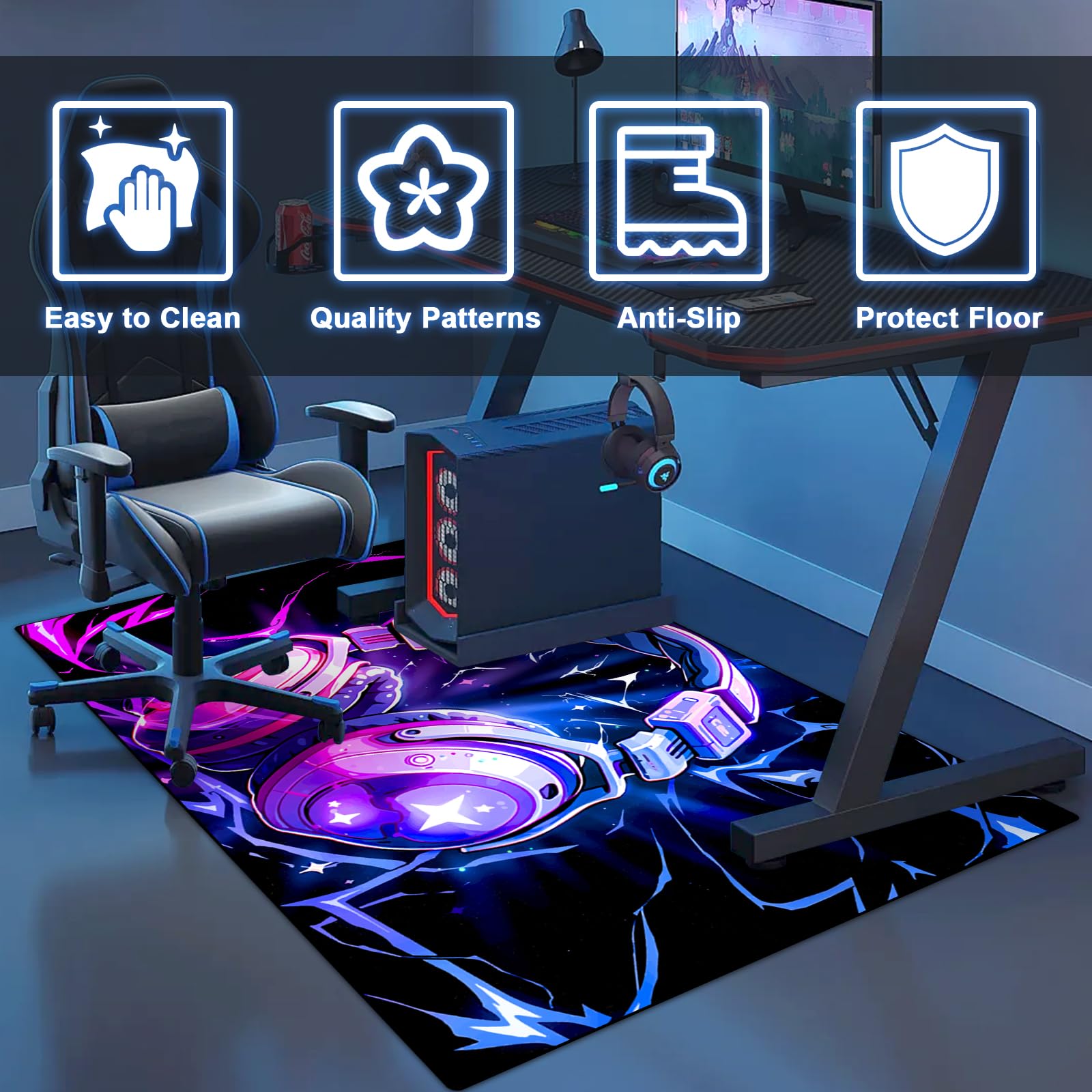 3D Gaming Headset & Microphone Area Rug - 60