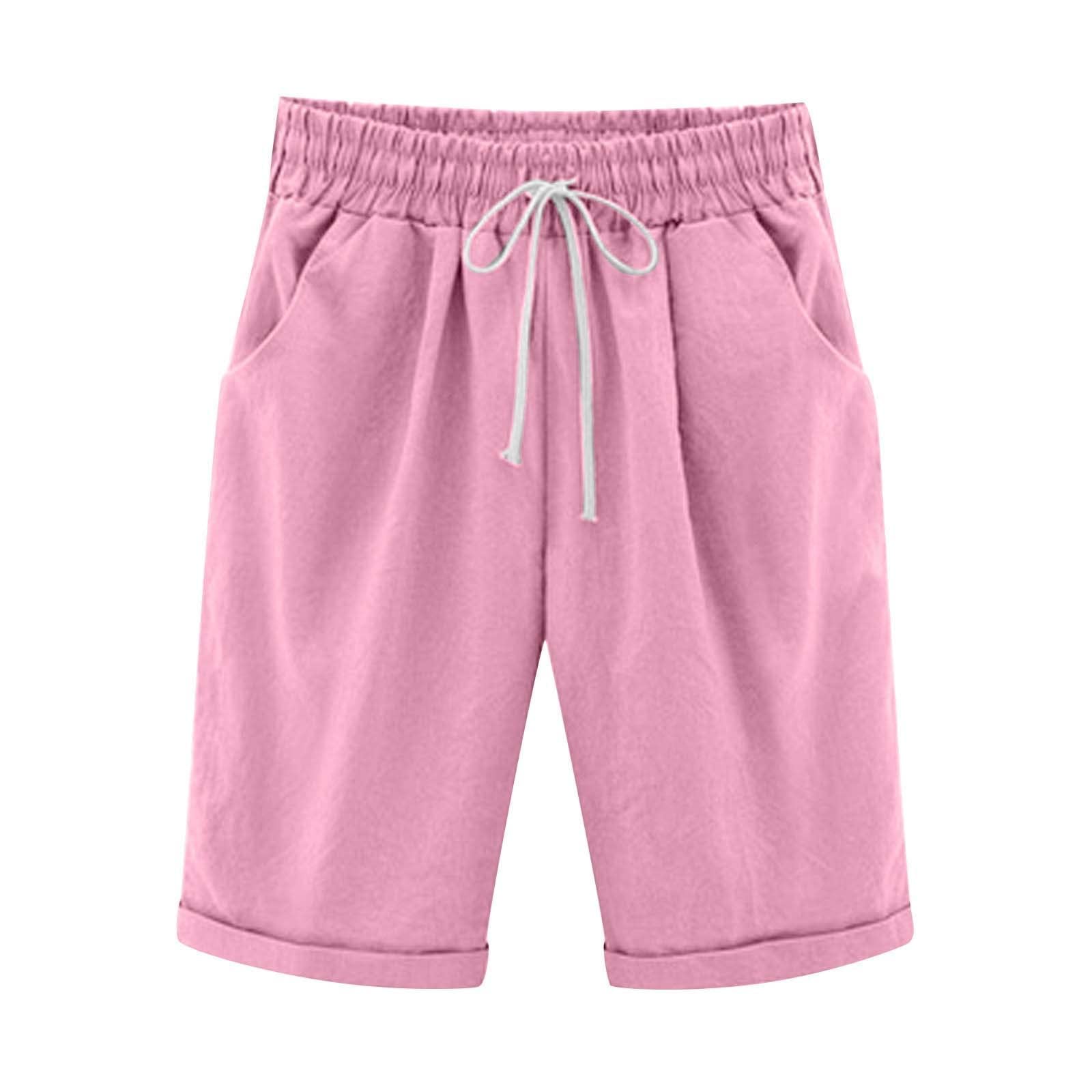 Women's High Waist Bermuda Shorts with Pockets - Casual & Beach Wear