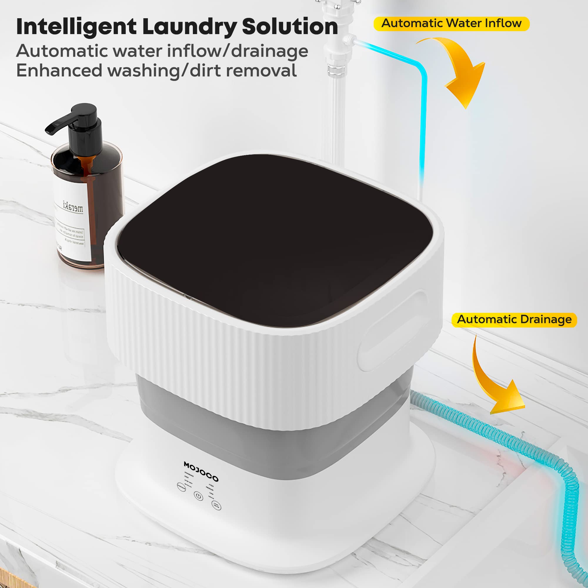 Foldable Portable Washing Machine for Baby Clothes, Underwear & Socks - Compact Mini Washer for Apartments, RVs, Camping & Travel - Space-Saving Countertop Laundry Solution - Perfect for Small Spaces & On-the-Go Cleaning
