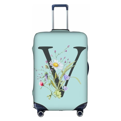 Black Letter V Boho Floral Flowers Leaves