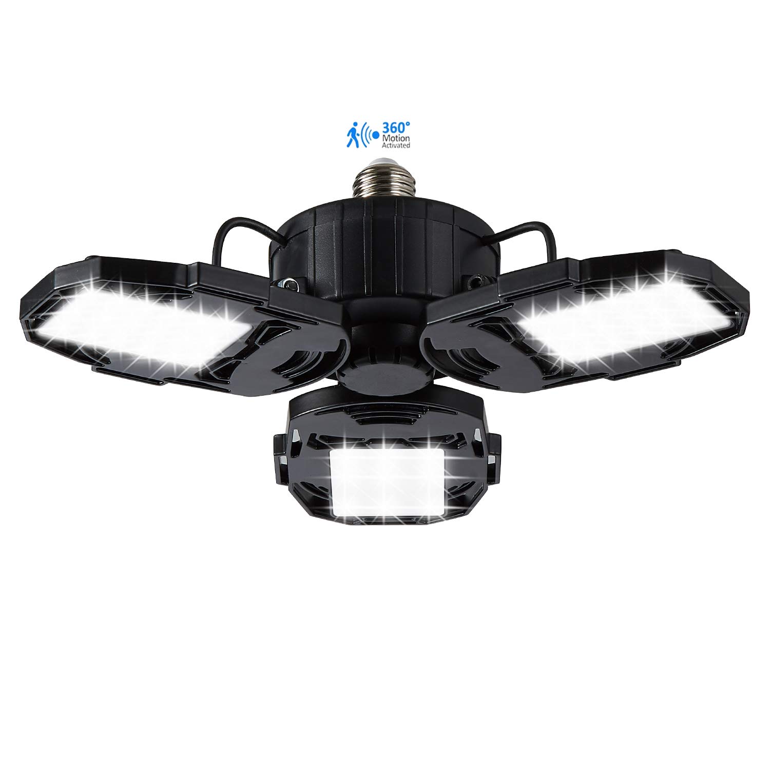 Motion Activated LED Garage Light 80W - 3 Adjustable Wings, 8000LM Brightness, E26 Base - Energy Saving Shop Light for Warehouse, Basement, Workshop & Barn - Ideal for DIY Projects, Home Improvement & Dark Space Lighting