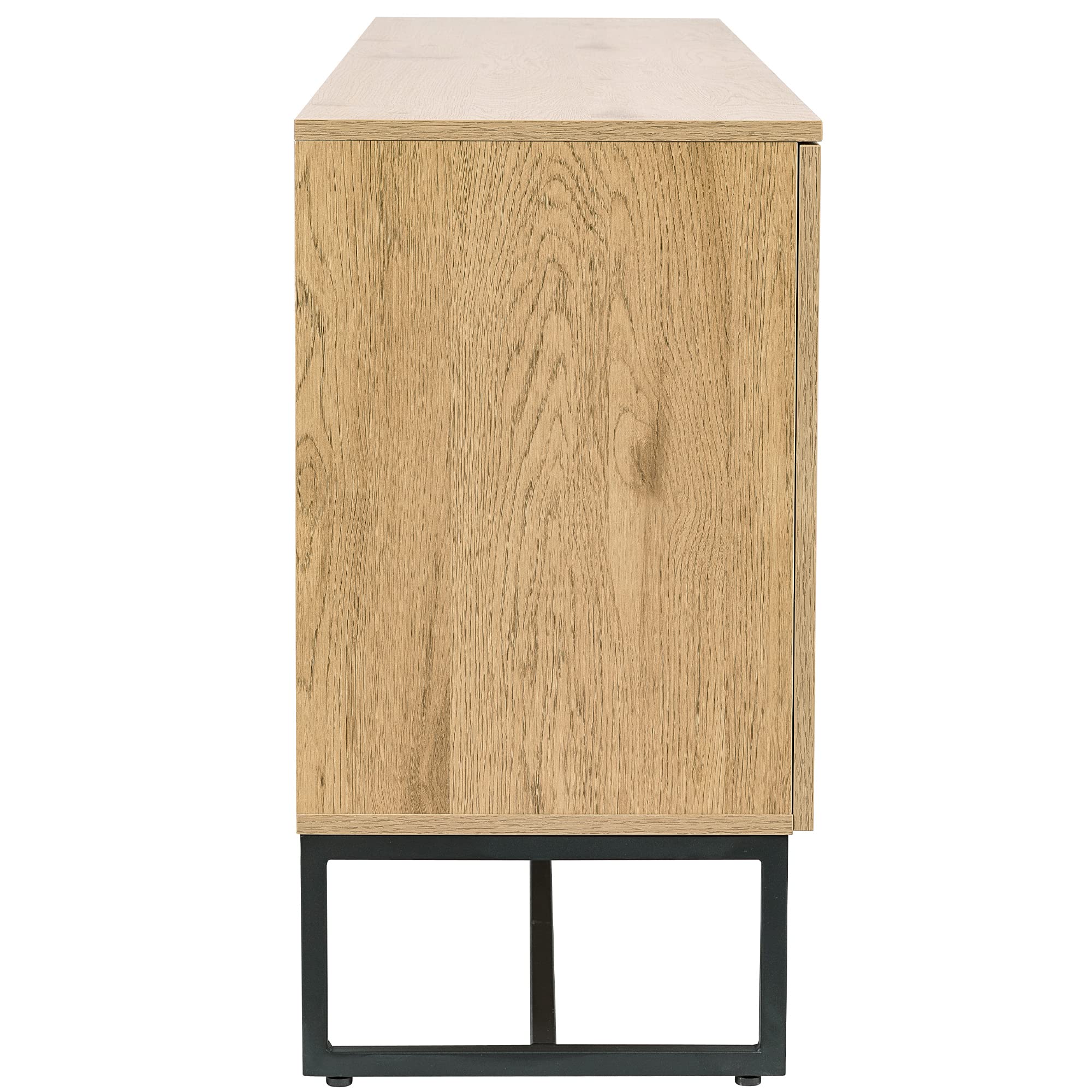 Modern Rattan Buffet Sideboard Cabinet with Natural Rattan Doors - Wood Entryway Console Table & Storage Cabinet for Living Room, Dining Room - Perfect for Home Decor, Storage & Serving (Brown)