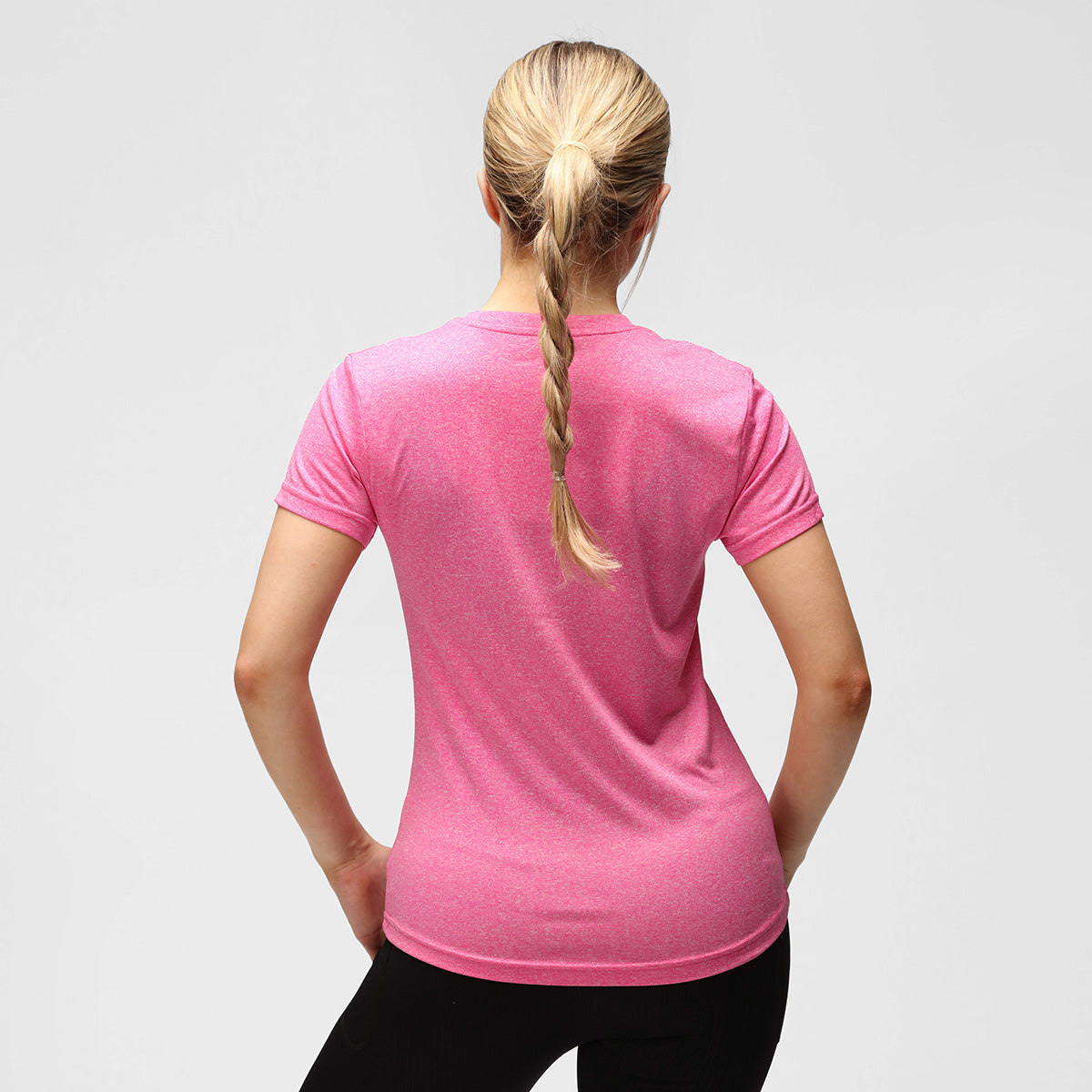 Pink Melange Diamond Women's Technical T-Shirt - Moisture Wicking, Breathable & Stylish for Workouts, Yoga & Casual Wear