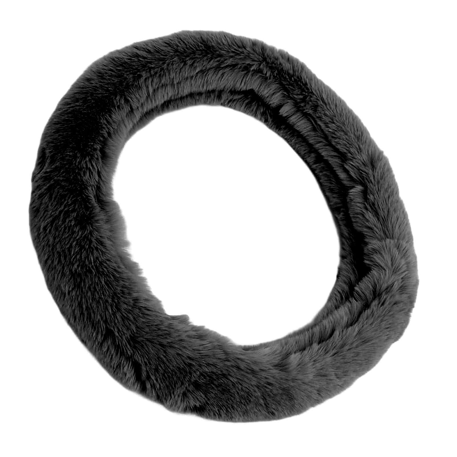 Premium 15in Universal Faux Wool Steering Wheel Cover - Easy Installation, Warm & Dustproof Protection for Cars, Trucks & SUVs - Black Interior Accessory for Winter Comfort & Style