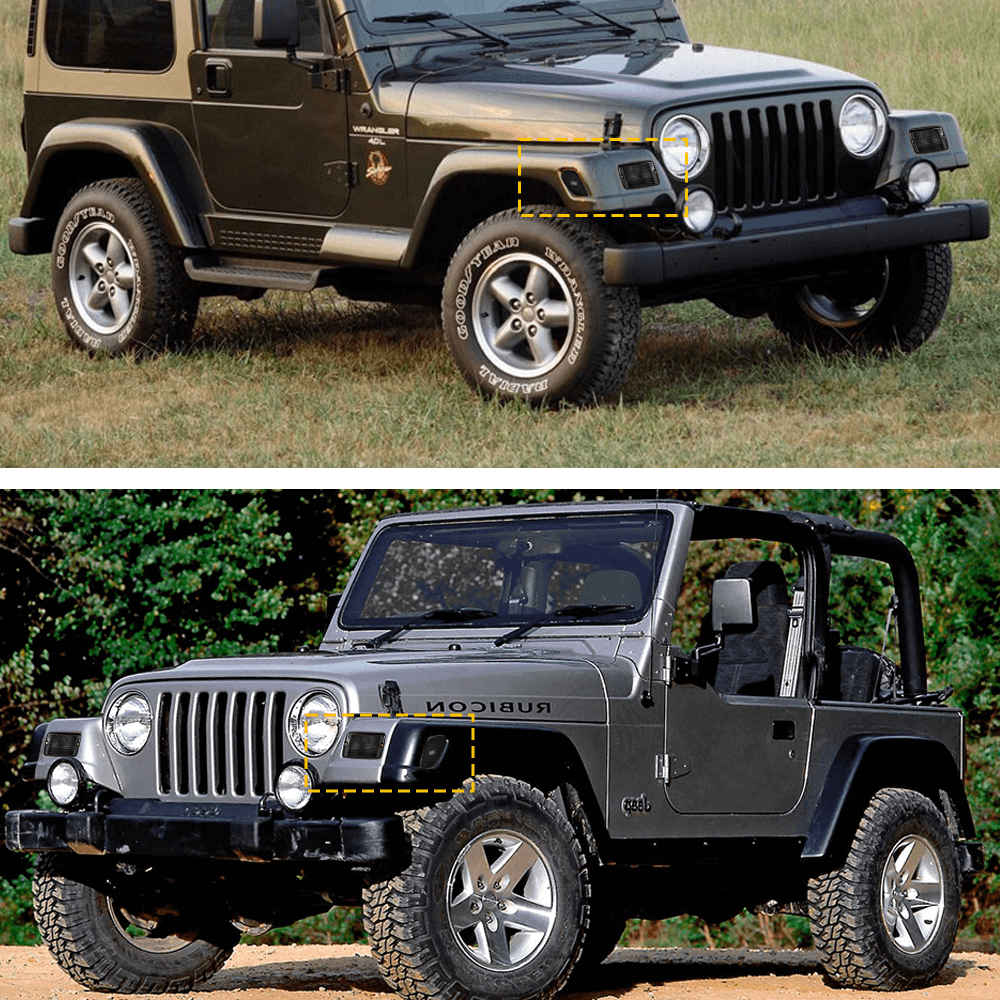 1997-2006 Jeep Wrangler TJ Front Bumper Turn Signal & Side Marker Light Housing Kit - Replacement Parts for Off-Road & Street Driving