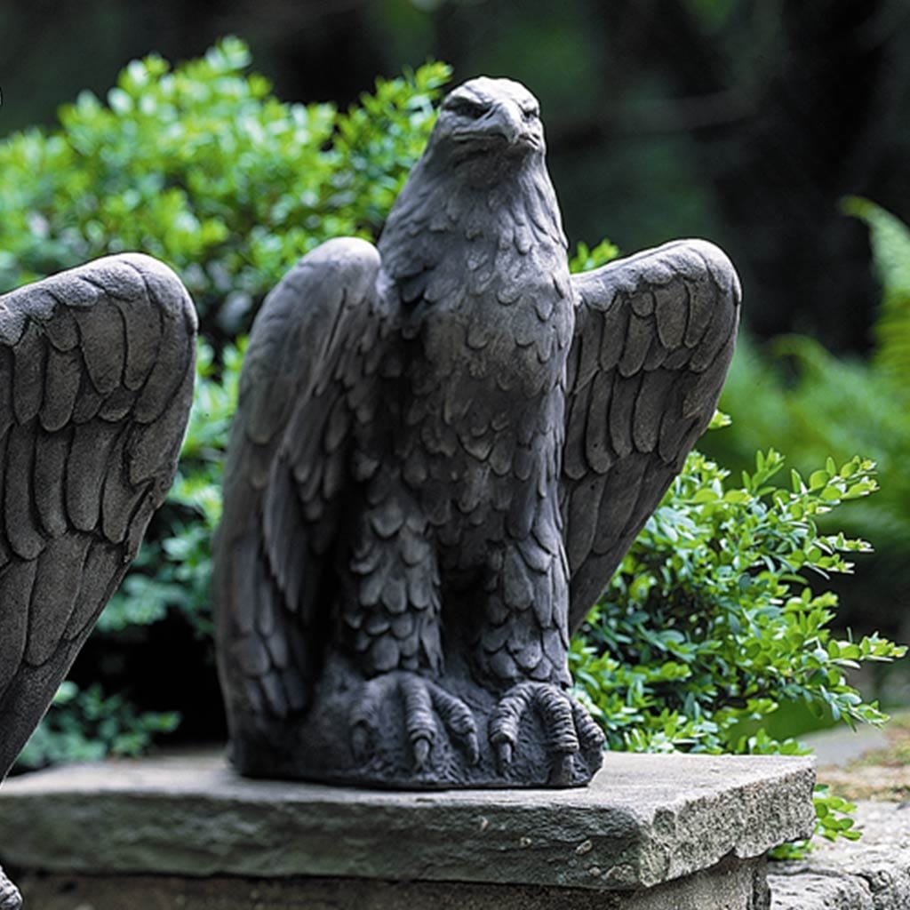 Campania International Eagle Looking Right Statue - Bronze Eagle Sculpture for Home & Garden Decor - Perfect for Outdoor Patio, Lawn, or Office Display