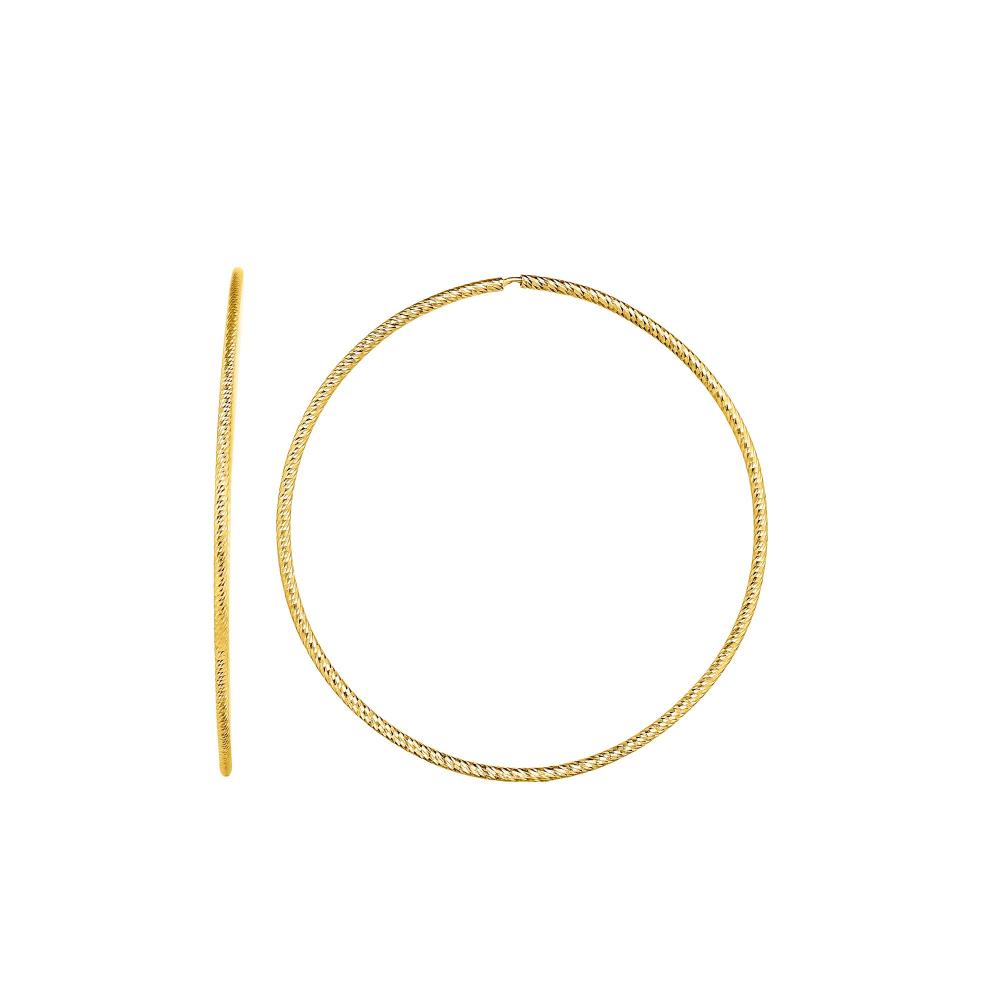 14K Gold 1.2x40mm Diamond Cut Endless Hoop Earrings for Women - Elegant Everyday Wear & Special Occasions
