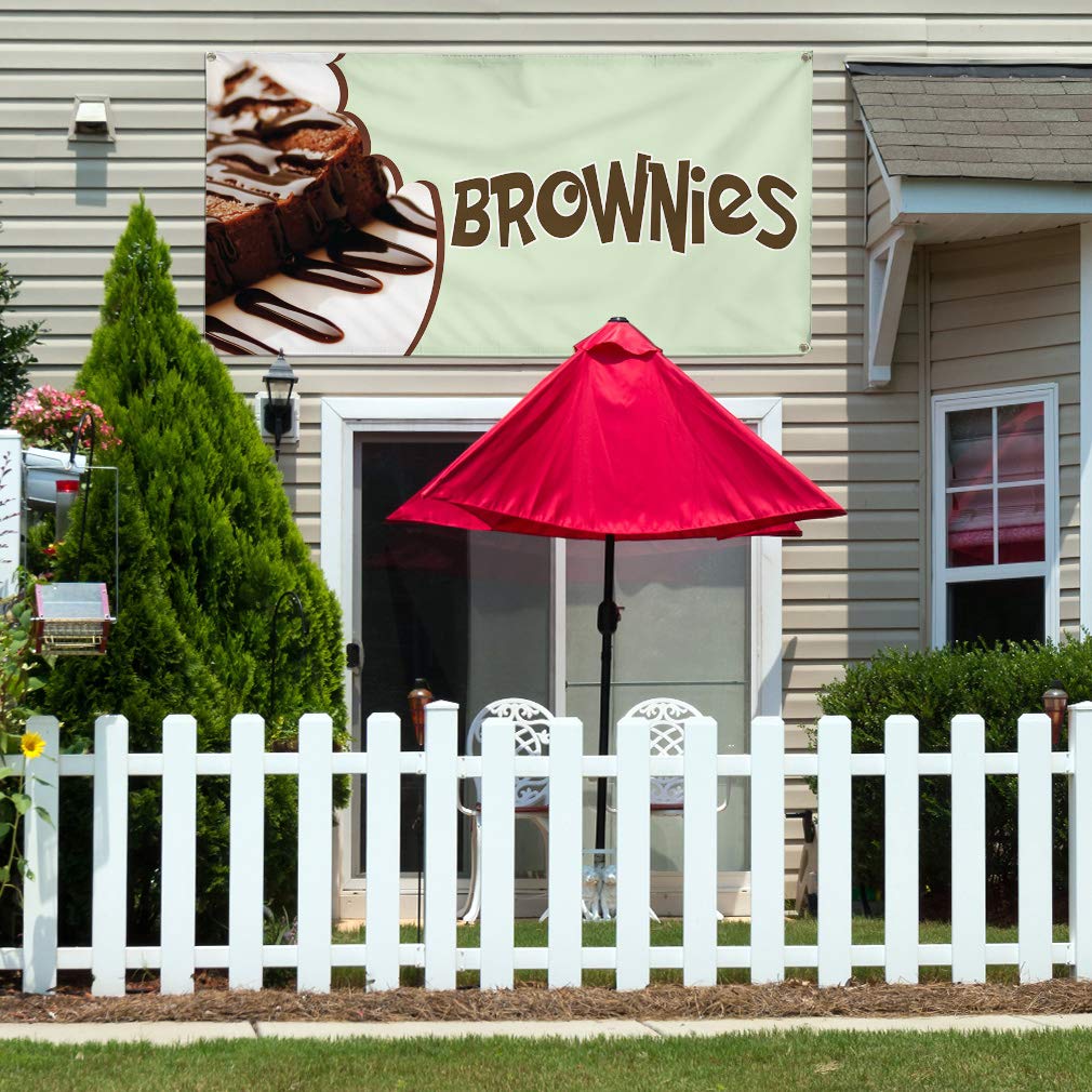Custom Vinyl Banners for Outdoor Advertising - 48x96 Inches Weatherproof Restaurant & Food Sign with 8 Grommets (White/Grey) - Perfect for Brownies, Yard Signs & Industrial Use