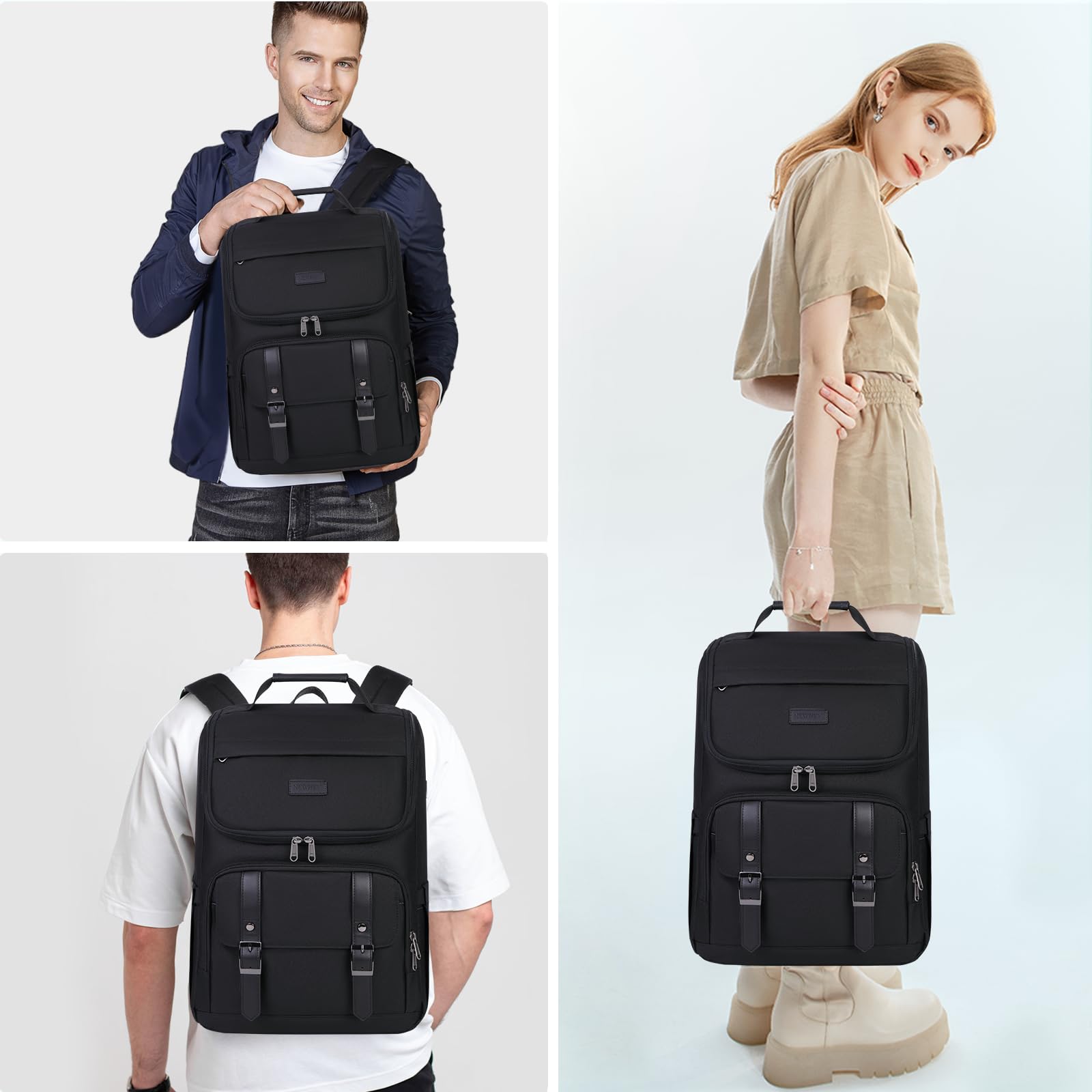 15.6 Inch Waterproof Laptop Backpack for Men & Women - TSA Friendly USB Charging Travel Backpack for Business, Work & College - Durable Carry On Backpack for Daily Commute & Air Travel (Black)