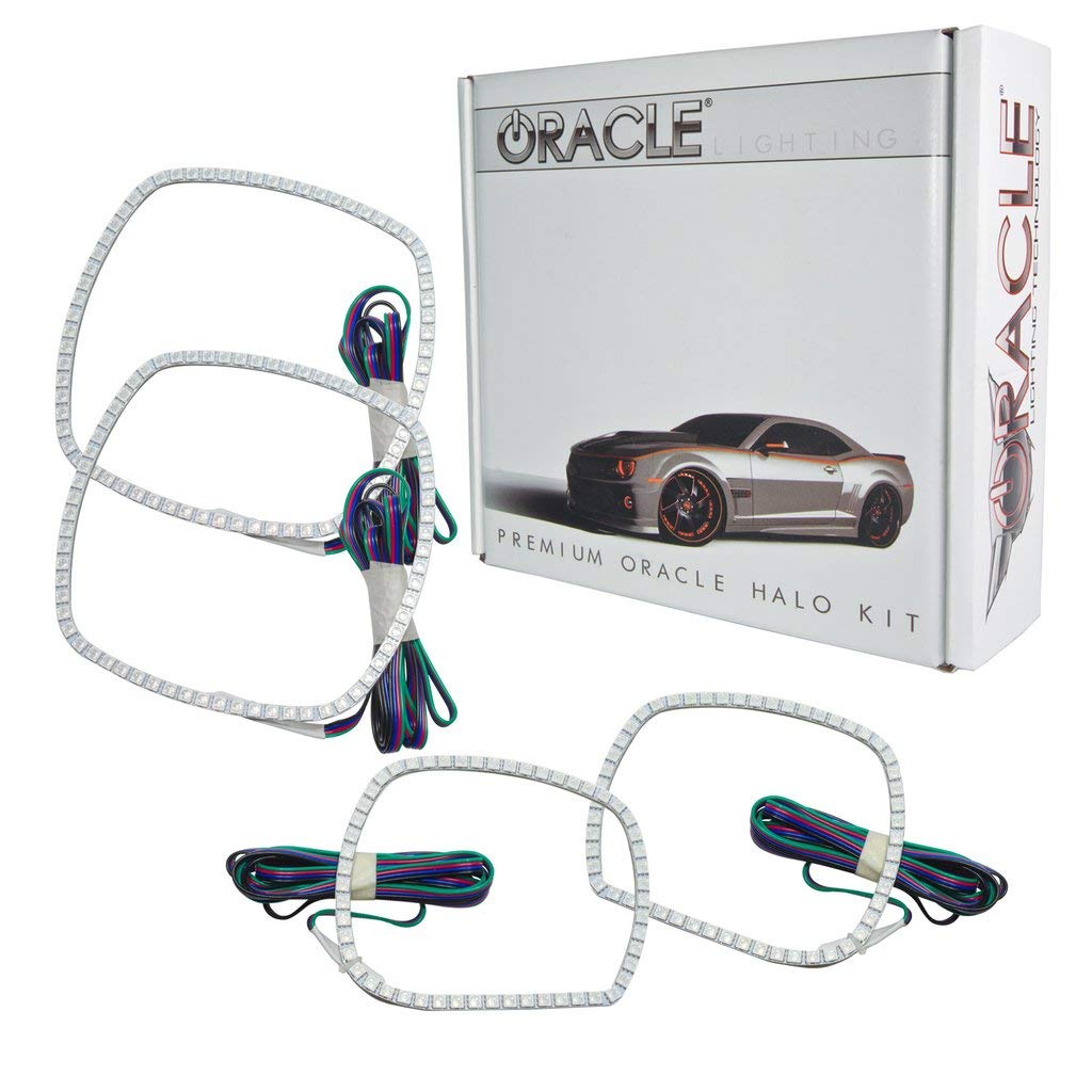 ORACLE LIGHTING ColorSHIFT LED Halo Kit for 2011-2014 Dodge Charger Headlights - 4 RGBW Halos with BC1 Controller (Part #2234-335) | Customizable Accent Lighting for Night Driving & Car Shows