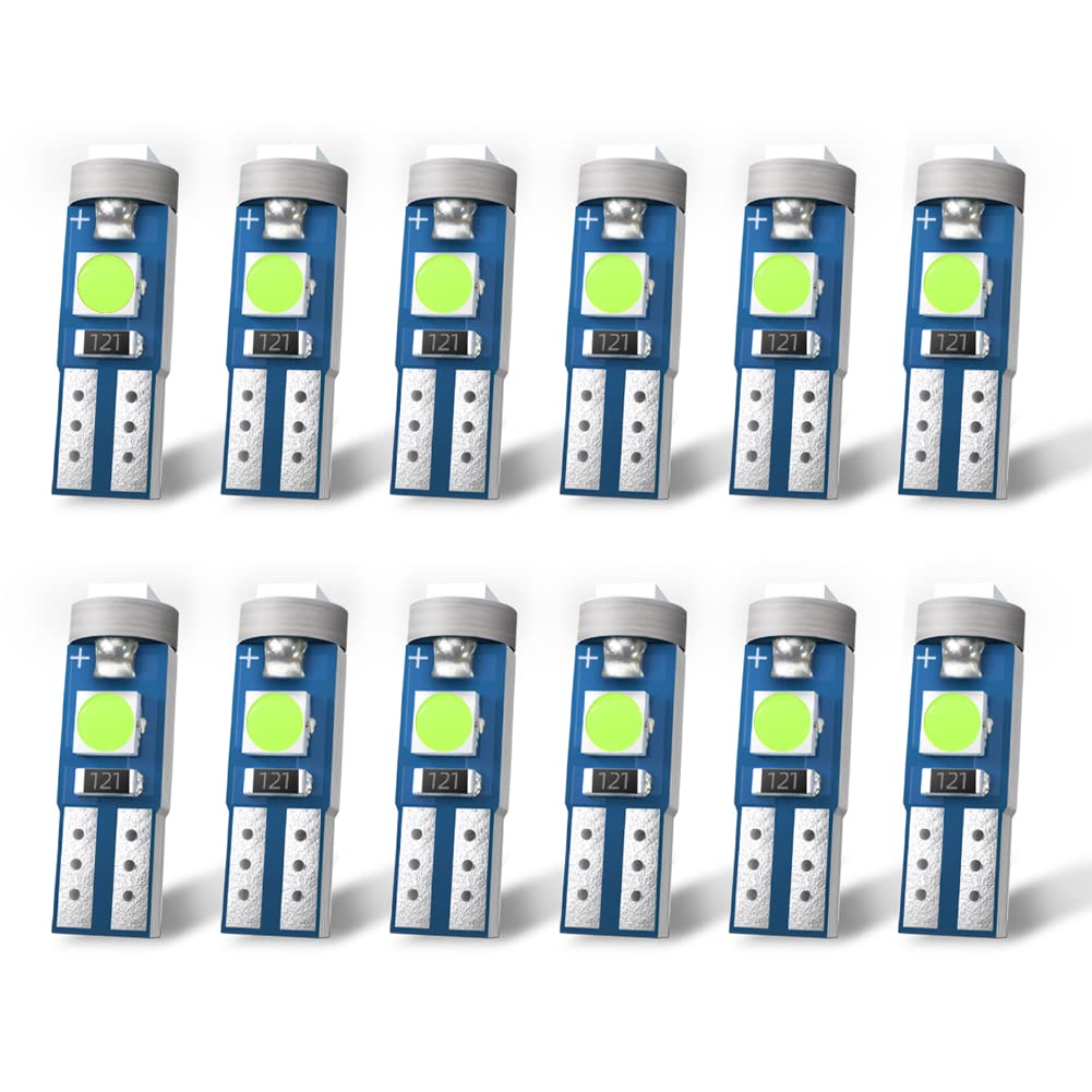 T5 LED Bulbs 74 73 37 2721 - Super Bright Green LED Replacement Bulbs for Car Dashboard, Instrument Panel & Gauge Cluster Lights - Perfect for Night Driving & Enhanced Visibility