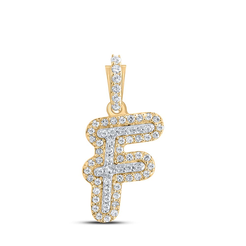 Dazzlingrock 10K Yellow Gold Men's Round White Diamond Initial 