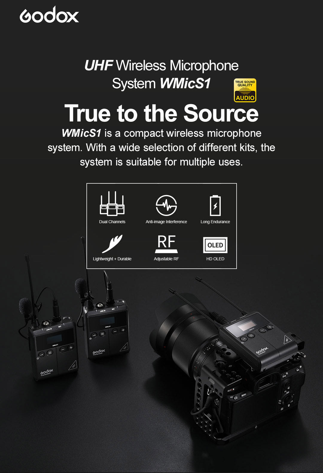 Godox WMicS1 Wireless Lavalier Microphone Kit - Compact Clip-on Mic with Noise Reduction for YouTube, Vlogging, Interviews & Live Streaming
