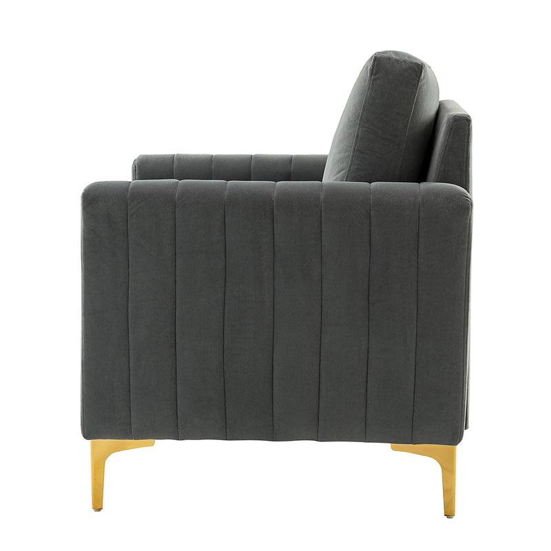 Luxury Didyme Velvet Club Armchair - Modern Accent Chair for Living Room, Bedroom & Office - Plush Upholstered Lounge Chair with Sturdy Wooden Legs - Perfect for Reading Nook, Home Theater & Cozy Spaces