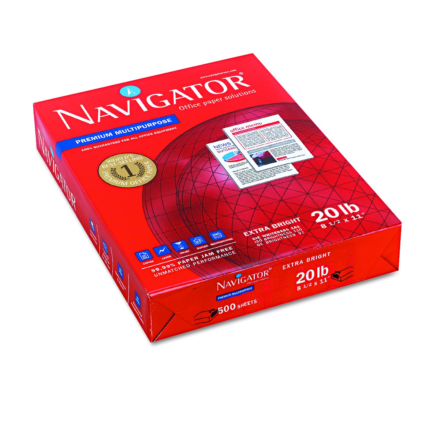 Premium Multipurpose Copy Paper - Navigator NMP1120, 20lb, 8.5x11 Inches, 97 Brightness, White (5000 Sheets/Case) - Ideal for Office Printing, School Projects & Home Office Documents