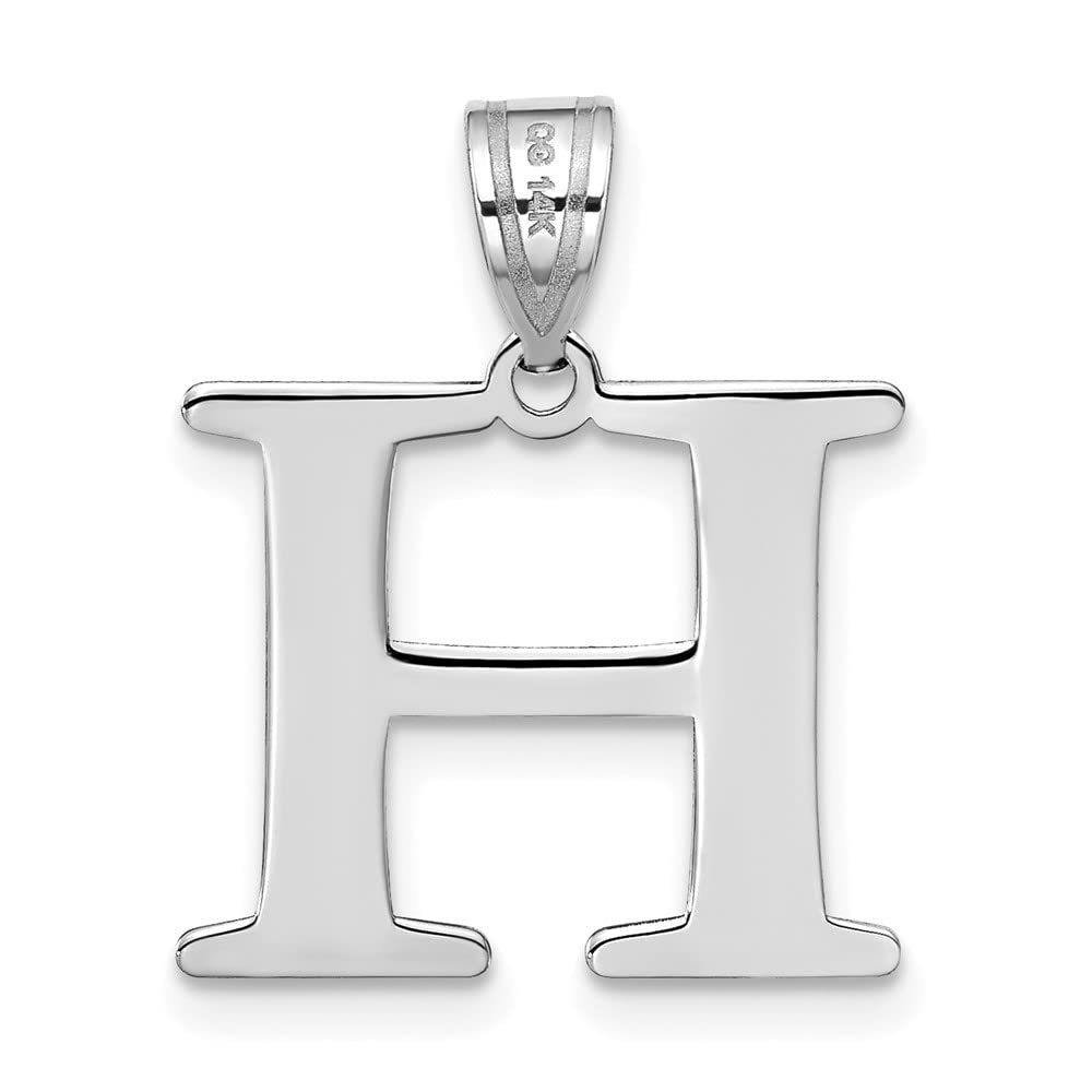14K White Gold Polished Etched Letter H Initial Pendant Necklace - Elegant Personalized Jewelry Gift for Women, Perfect for Birthdays, Anniversaries & Special Occasions