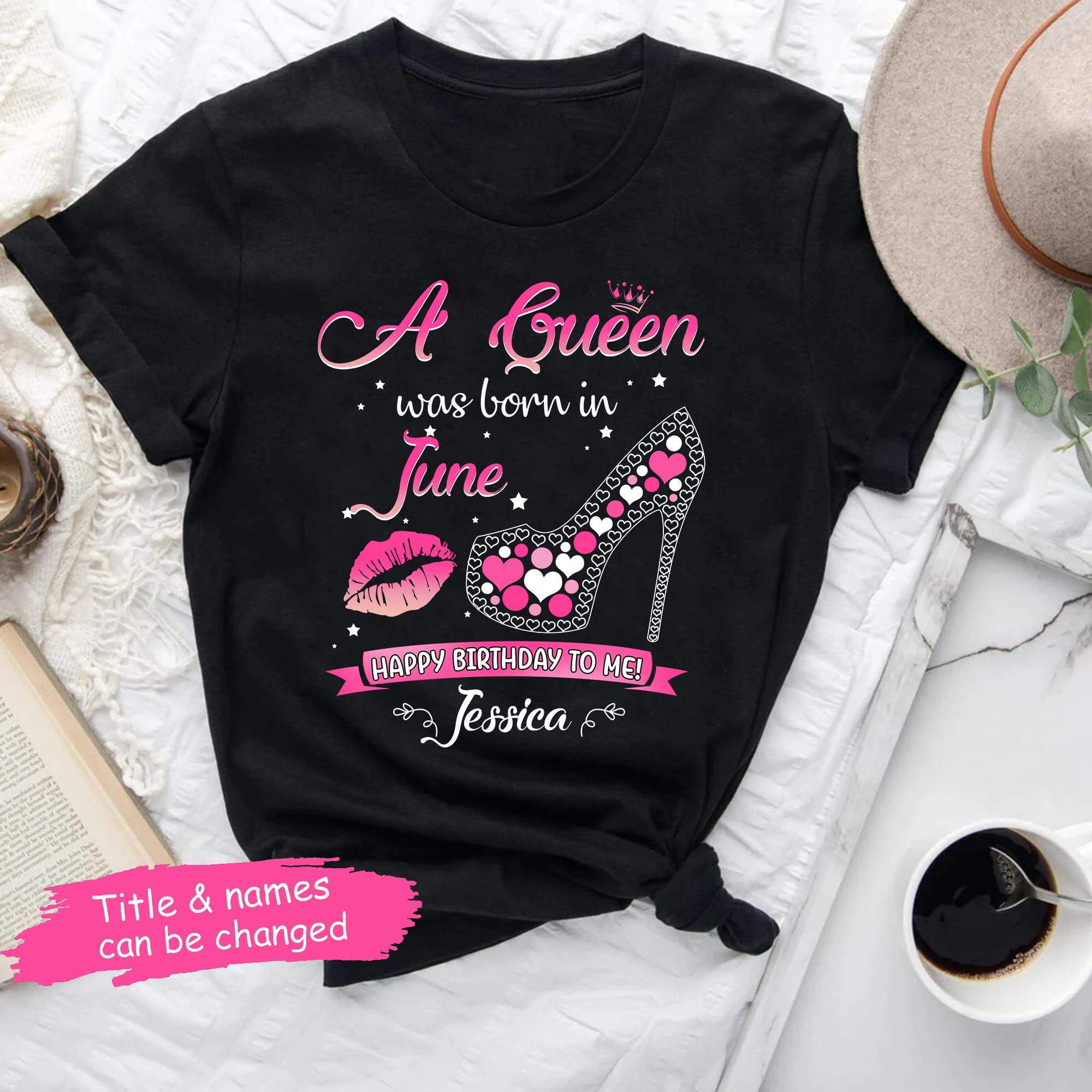 Queen Born in June Birthday T-Shirt for Women - Fun Multicolor Graphic Tee for Summer Parties & Casual Outfits