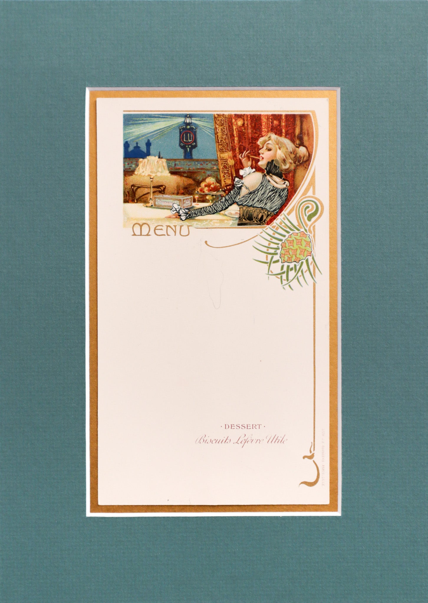 1900 Original French Advertising Menu - Vintage LU Lighthouse Woman Art Print - Perfect for Home Decor & Collectors - Ideal for Kitchen, Dining Room, or Office Wall Display