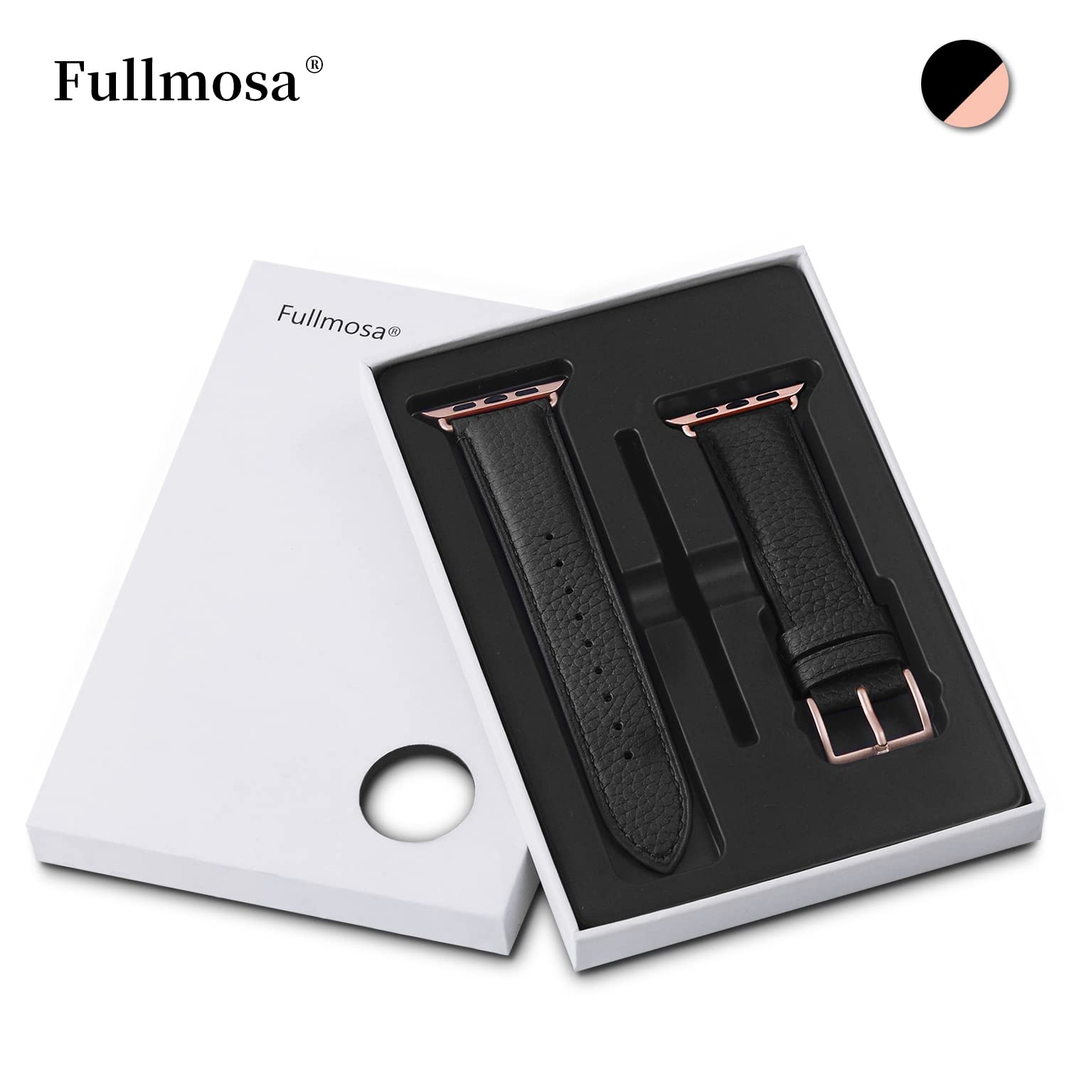 Fullmosa Genuine Leather Apple Watch Bands for 38mm 40mm 41mm 42mm 44mm 45mm 49mm - Compatible with Series 9/8/7/6/5/4/3/2/1/SE/Ultra 2 - Stylish Women's iWatch Strap with Protective Case - Perfect for Work, Date Night & Formal Occasions