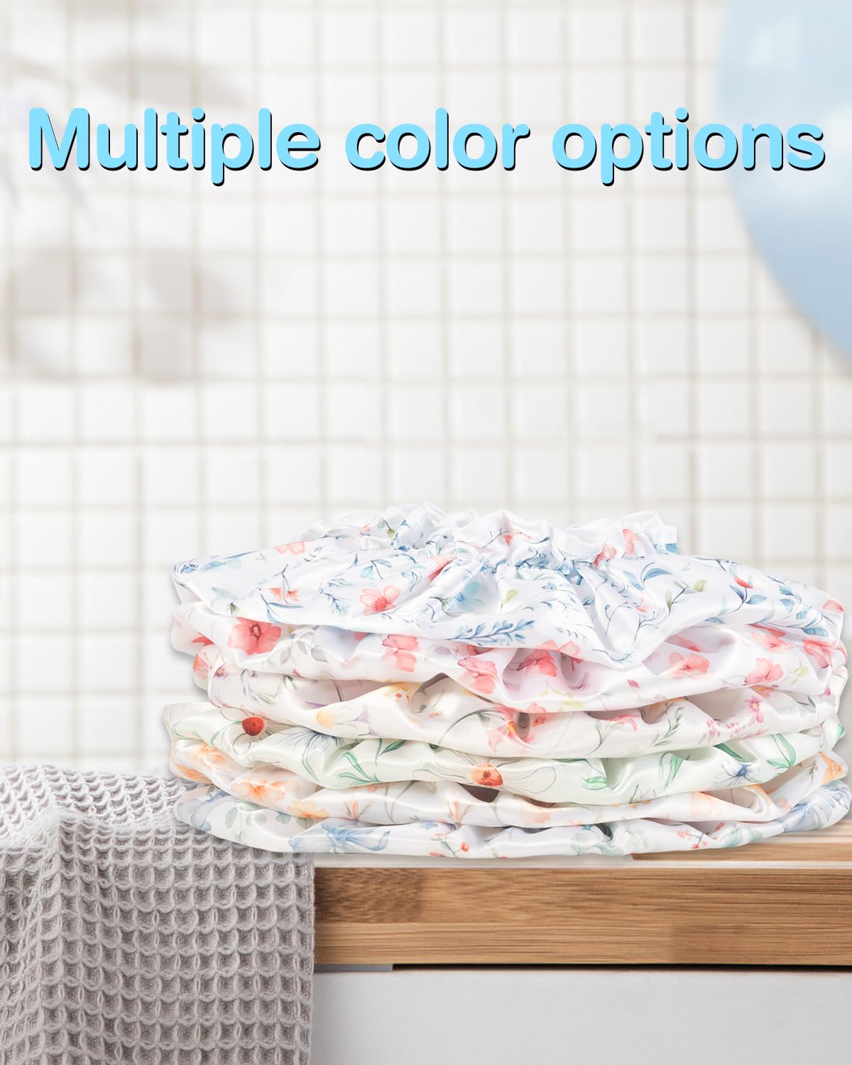 Waterproof Shower Cap for Women with Long Hair - Double Layer Reusable Bath Cap with Soft PEVA Lining | Non-Fading & Comfortable | Perfect for Swimming, Spa, Hair Care & Travel