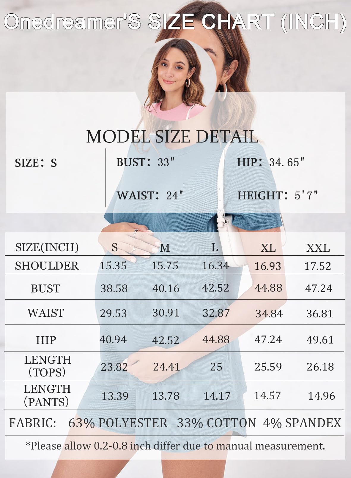 Onedreamer Women's Maternity Pajama Set - 2 Piece Pregnancy Lounge Outfit with Short Sleeve Shirt & Shorts | Comfortable Mama Clothes for Sleeping, Nursing & Relaxing at Home