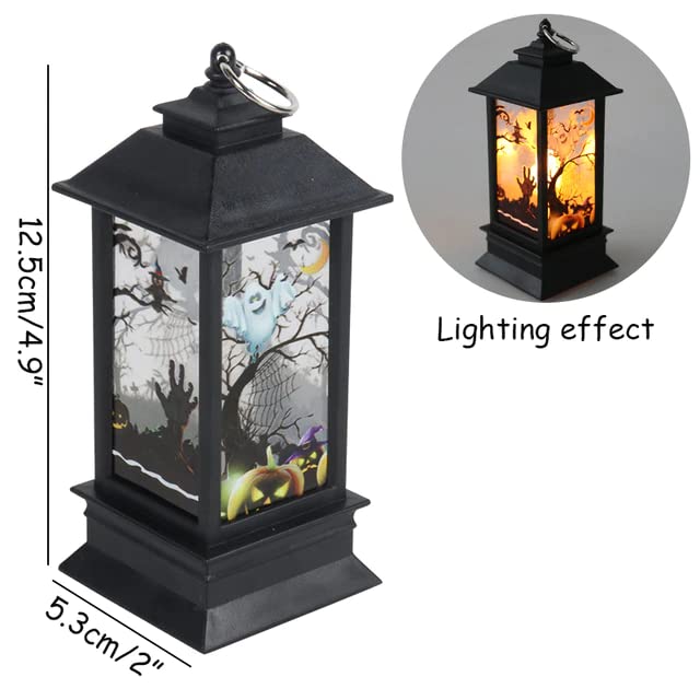Vintage Halloween LED Lantern Lamp - Hanging Castle Pumpkin Ghost Tea Light Candles for Spooky Home Decor | Perfect for Halloween Parties, Haunted Houses & Outdoor Decorations