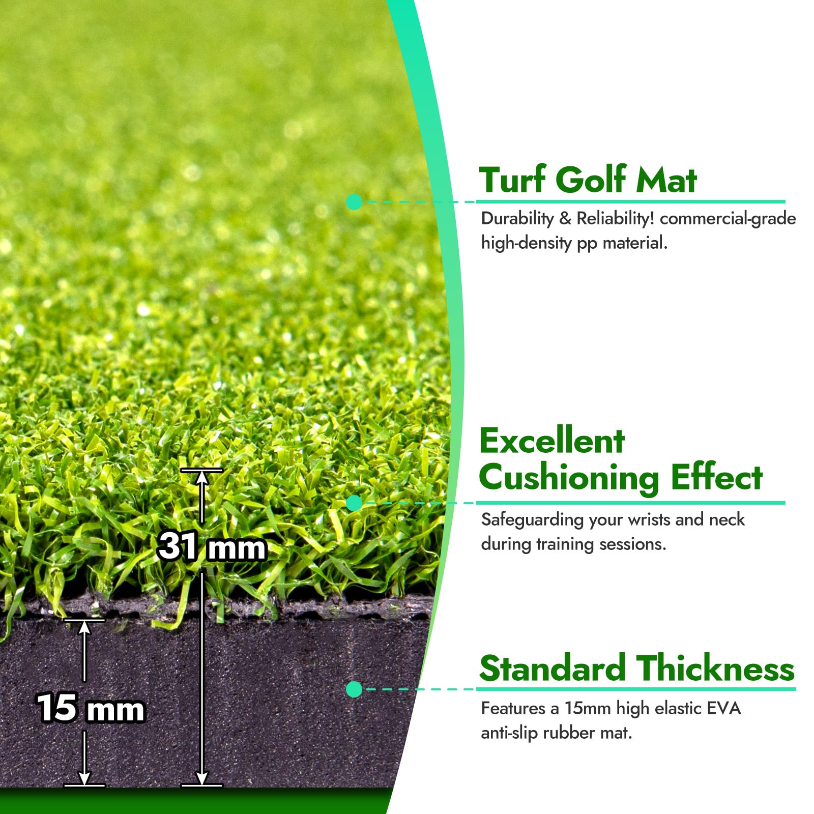 Premium Golf Hitting Mat - Durable Indoor/Outdoor Practice Mat for Adults | Backyard Training & Golf Simulator Use | Ideal Gift for Men Golfers