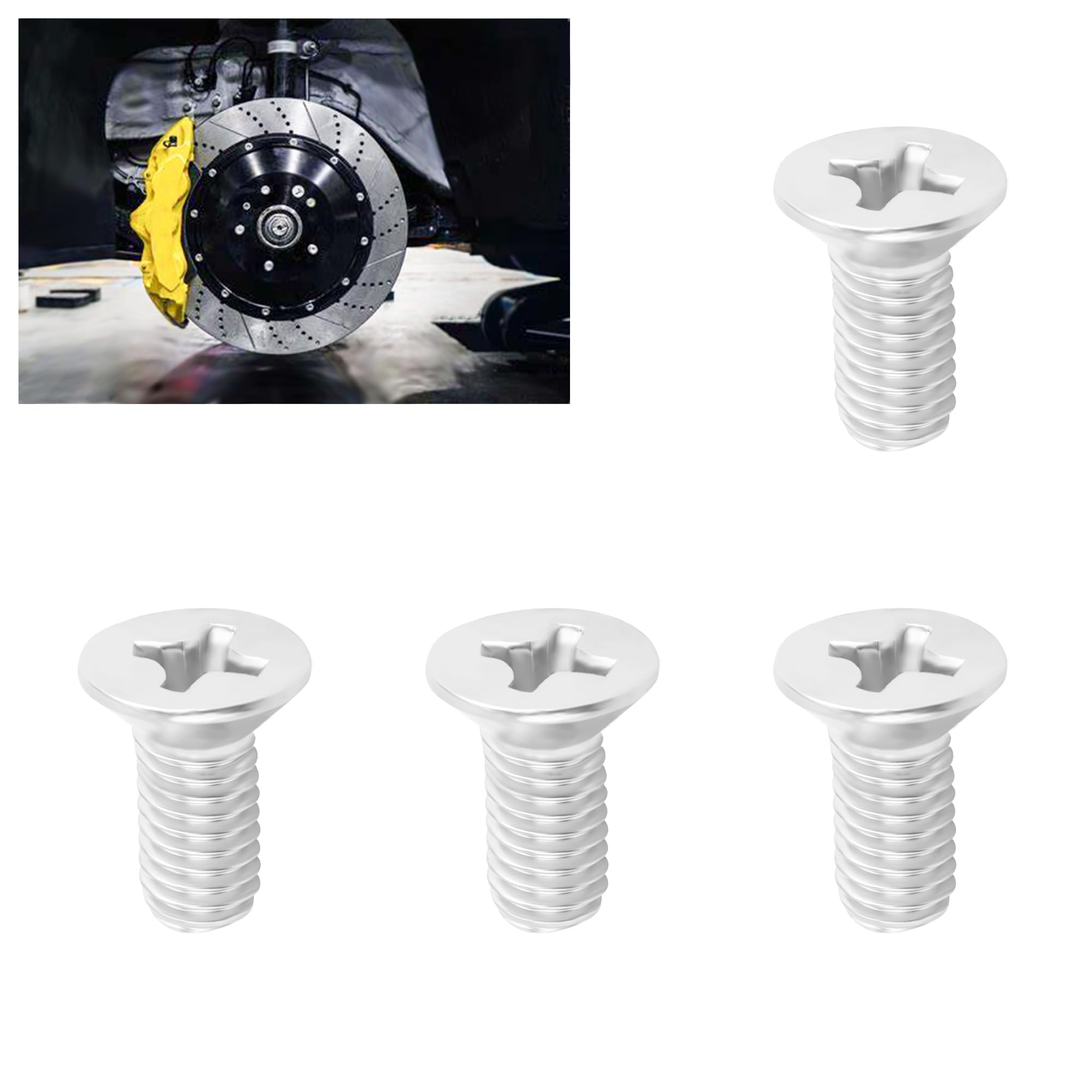 4PCS Stainless Steel Brake Rotor Screws OEM#936-000-601-40-H - Front & Rear Brake Disc Bolts for Honda Accord Civic Acura - Premium Car Accessories for Smooth Braking Performance - Perfect for DIY Brake Repair & Maintenance