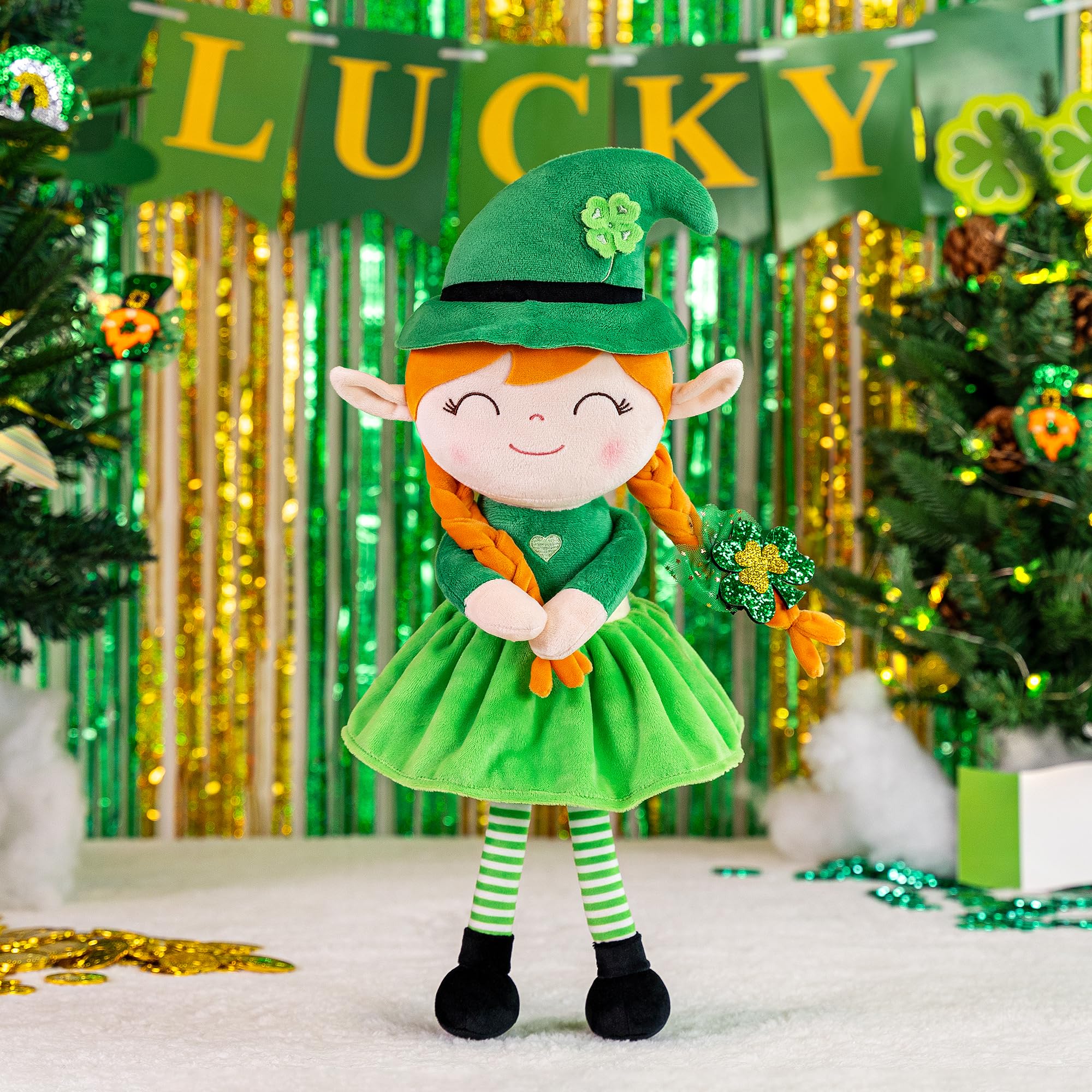 Custom St Patrick's Plush Doll with Name - Personalized Irish Gift for Girls | Birthday & Party Favors