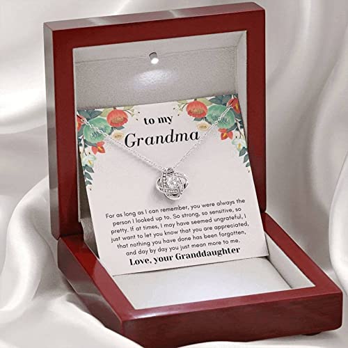 Grandma Necklace - Love Knot Jewelry Gift for Grandmother with Card & Box | Birthday & Special Occasions