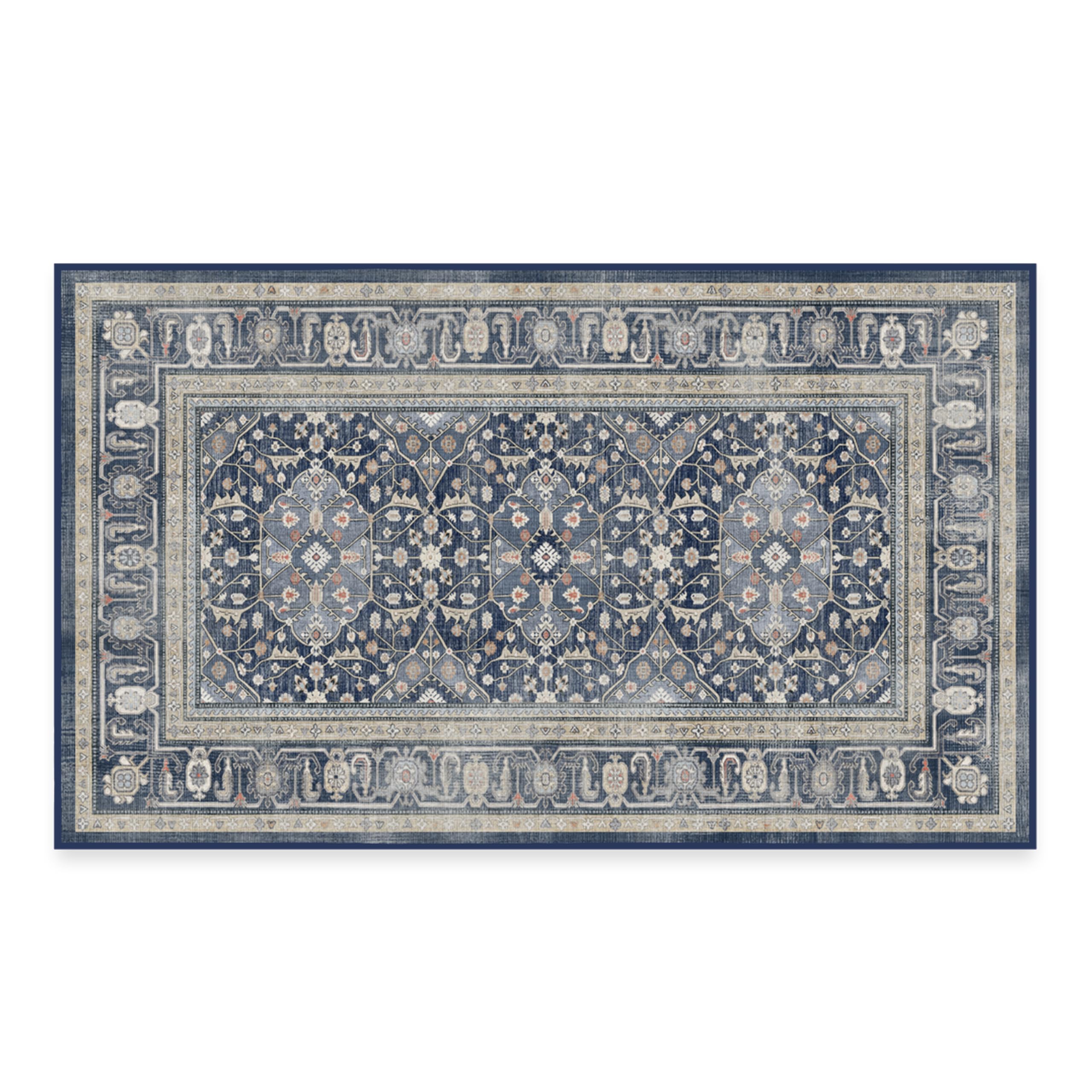 Ruggable Washable 3x5 Area Rug - Alessia Dusk Blue | Premium Non-Slip Rug for Living Room, Bedroom, Kitchen, Office & Classroom | Includes Gripper Pad | Perfect for High-Traffic Areas & Pet-Friendly Homes