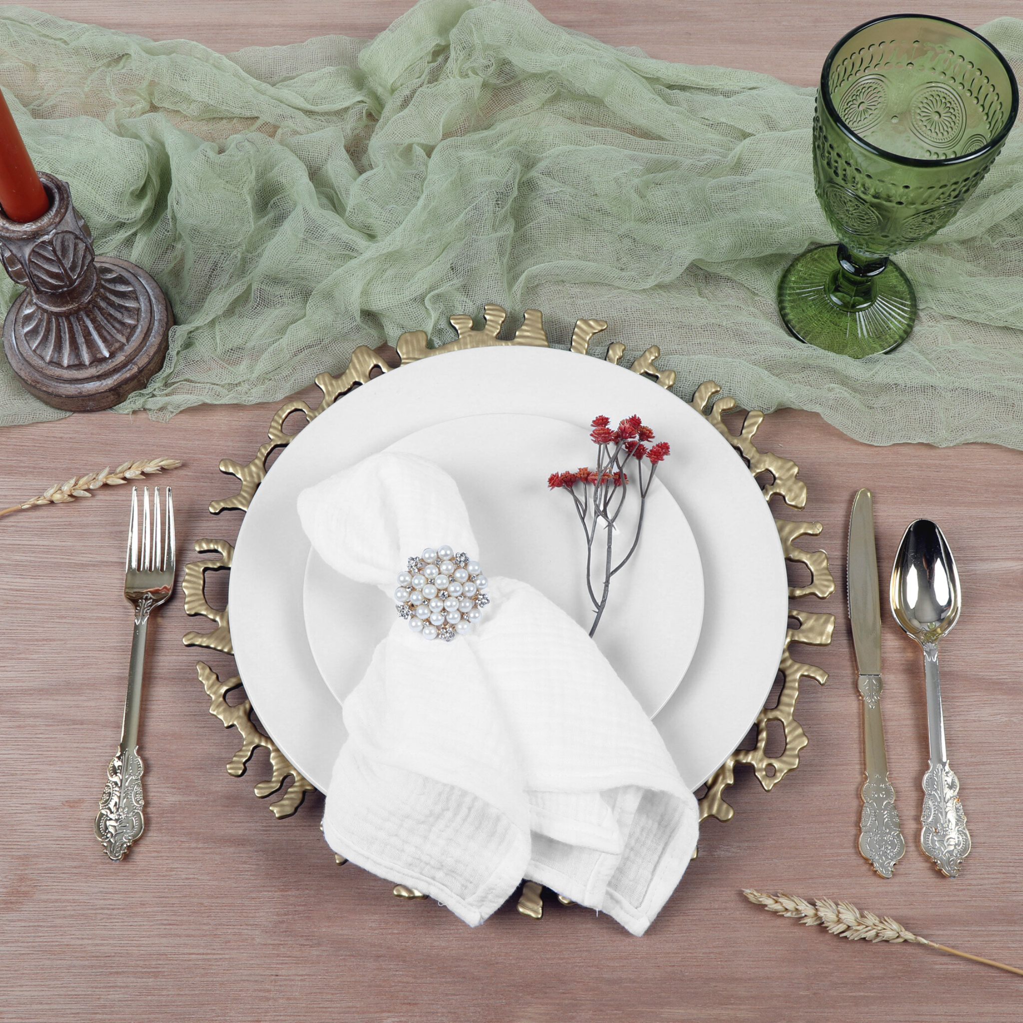 Premium Cotton Gauze Crinkle Napkins 16x16 Inch - 5 Pack White | Soft & Absorbent for Dinner Parties, Picnics & Everyday Use