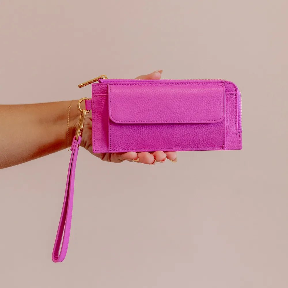 Slim Leather Wallet for Men & Women - RFID Blocking, Minimalist Design, Fuchsia Pink - Perfect for Daily Use, Travel & Gifting