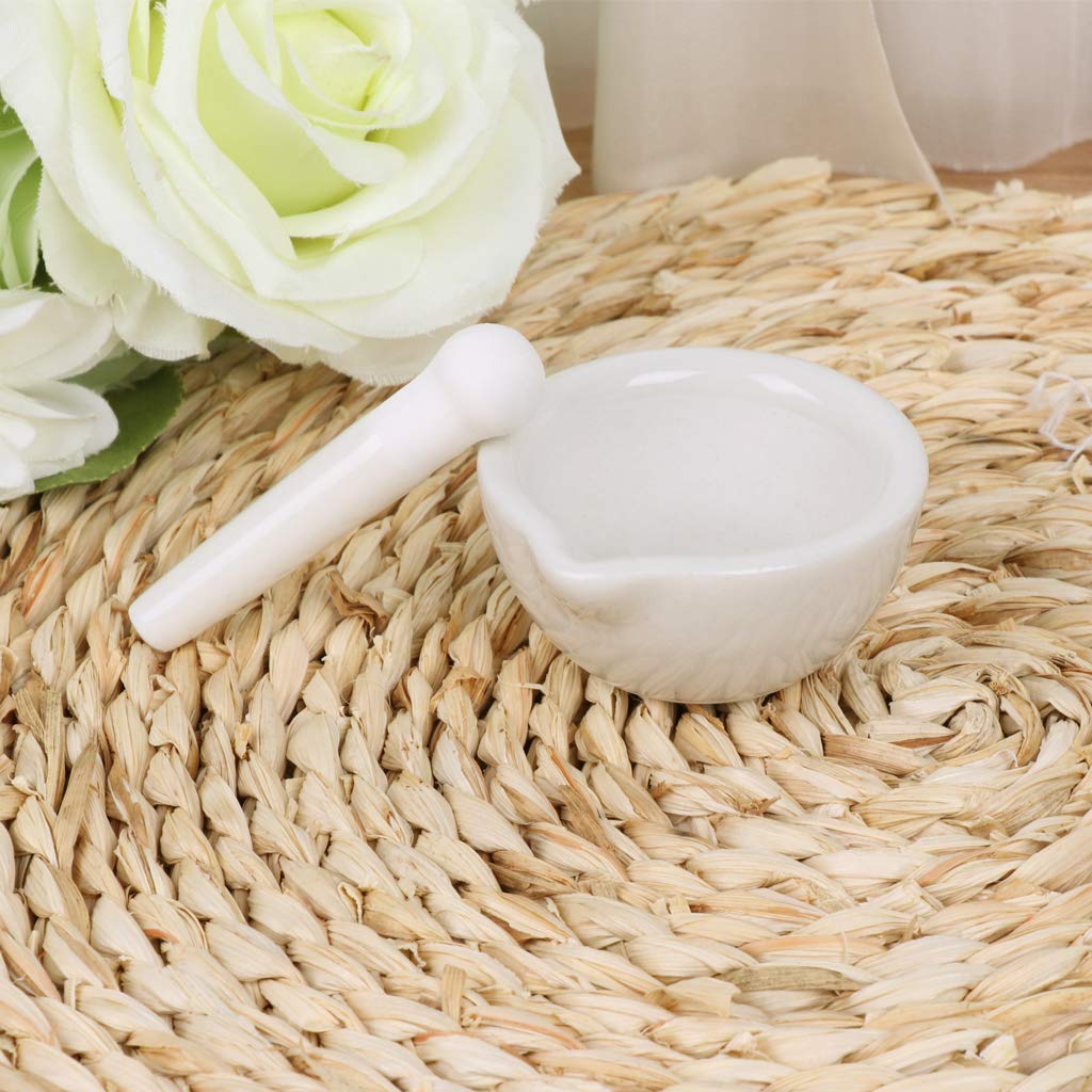 Premium Porcelain Mortar and Pestle Set - Spice & Herb Grinder, Mixing Bowl, and Crusher for Fresh Seasonings - Perfect for Cooking, Baking, and Herbal Medicine Preparation