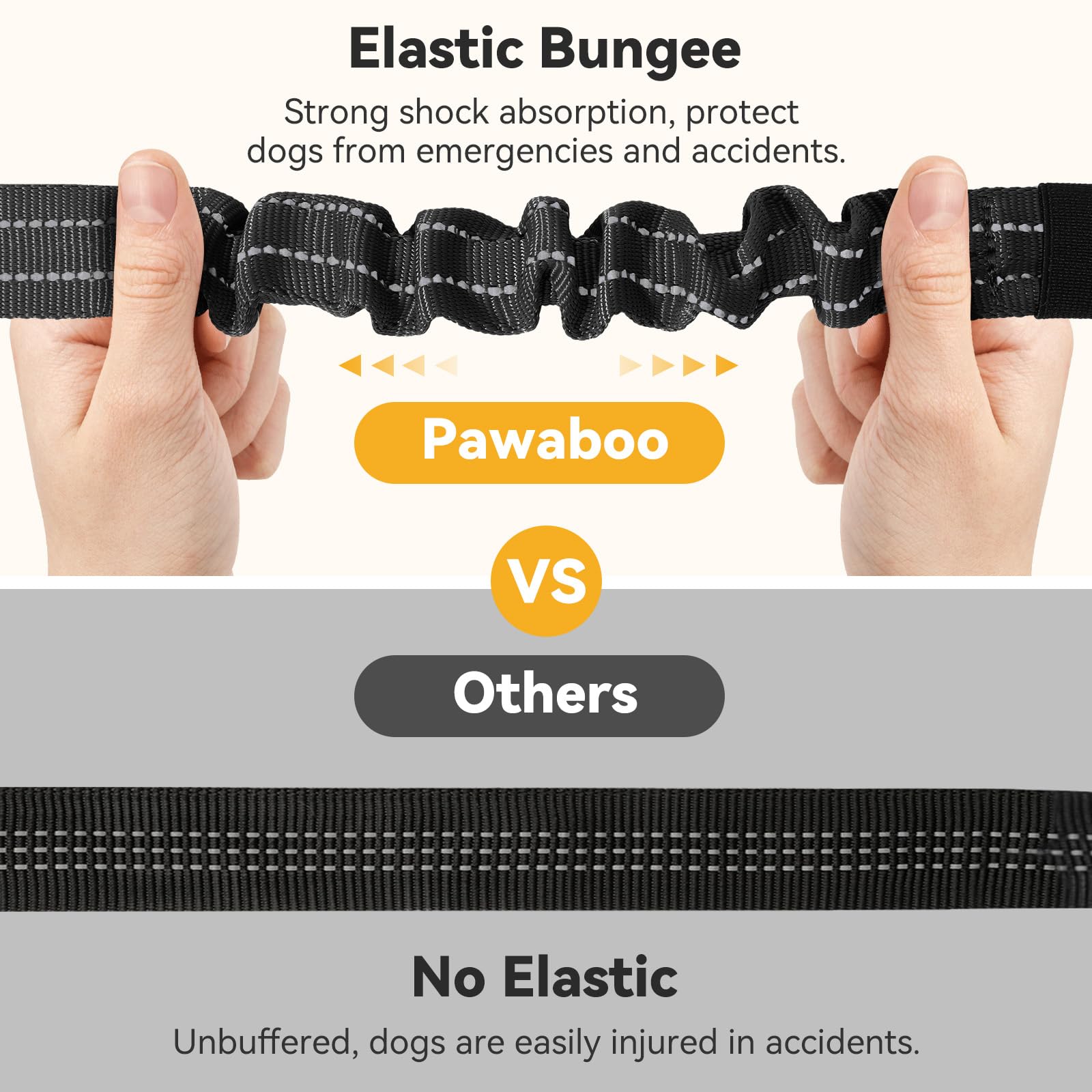 Pawaboo 2-Pack Dog Seat Belt for Cars - Adjustable 3-in-1 Pet Car Safety Harness with Shockproof Bungee, Reflective Leash & 360° Lockable Buckle - Perfect for Road Trips, Daily Commutes & Travel with Your Dog (Black)