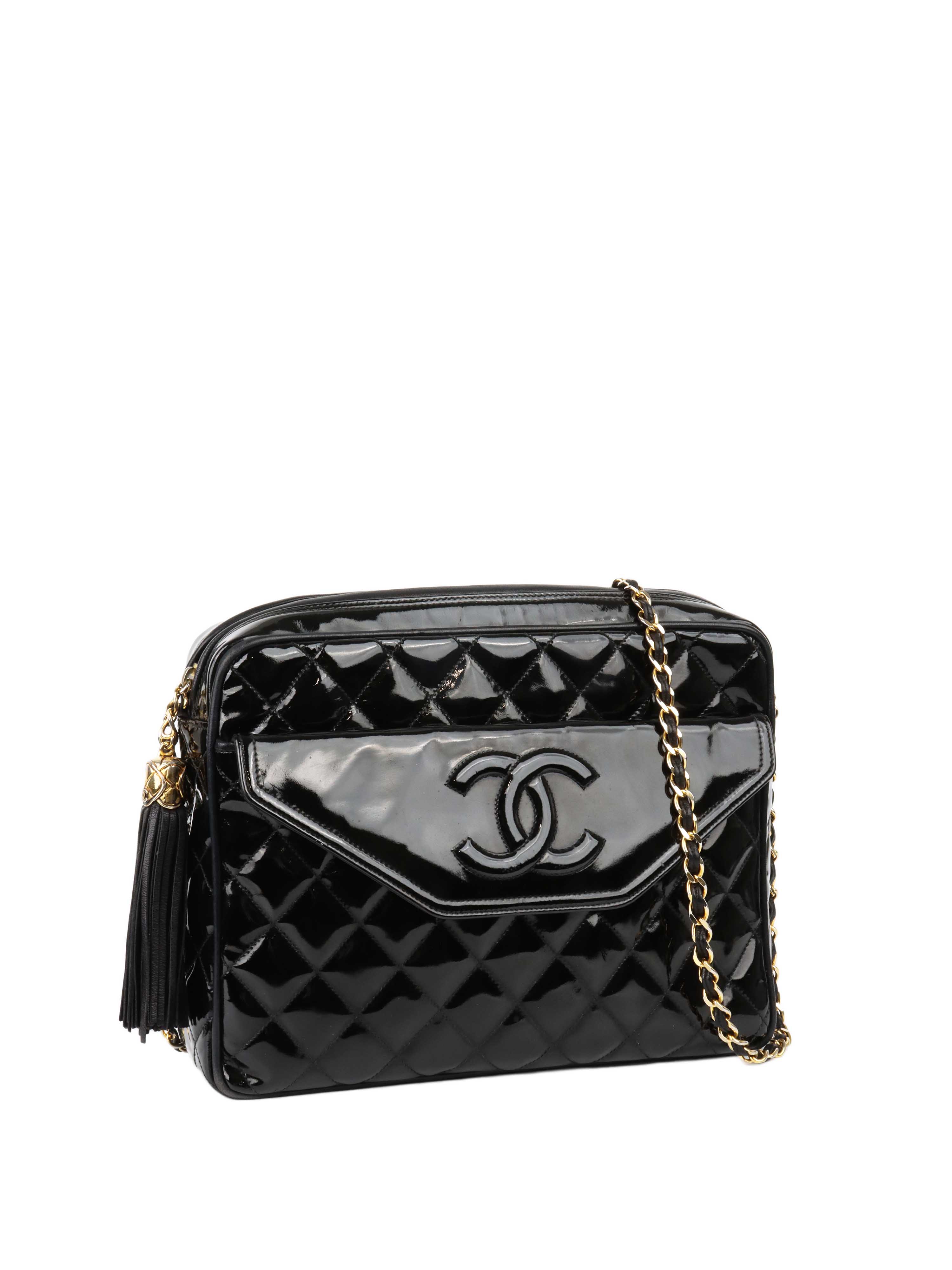 Chanel Black Patent Leather Shoulder Bag for Women - Luxury Designer Handbag for Work, Evening & Special Occasions